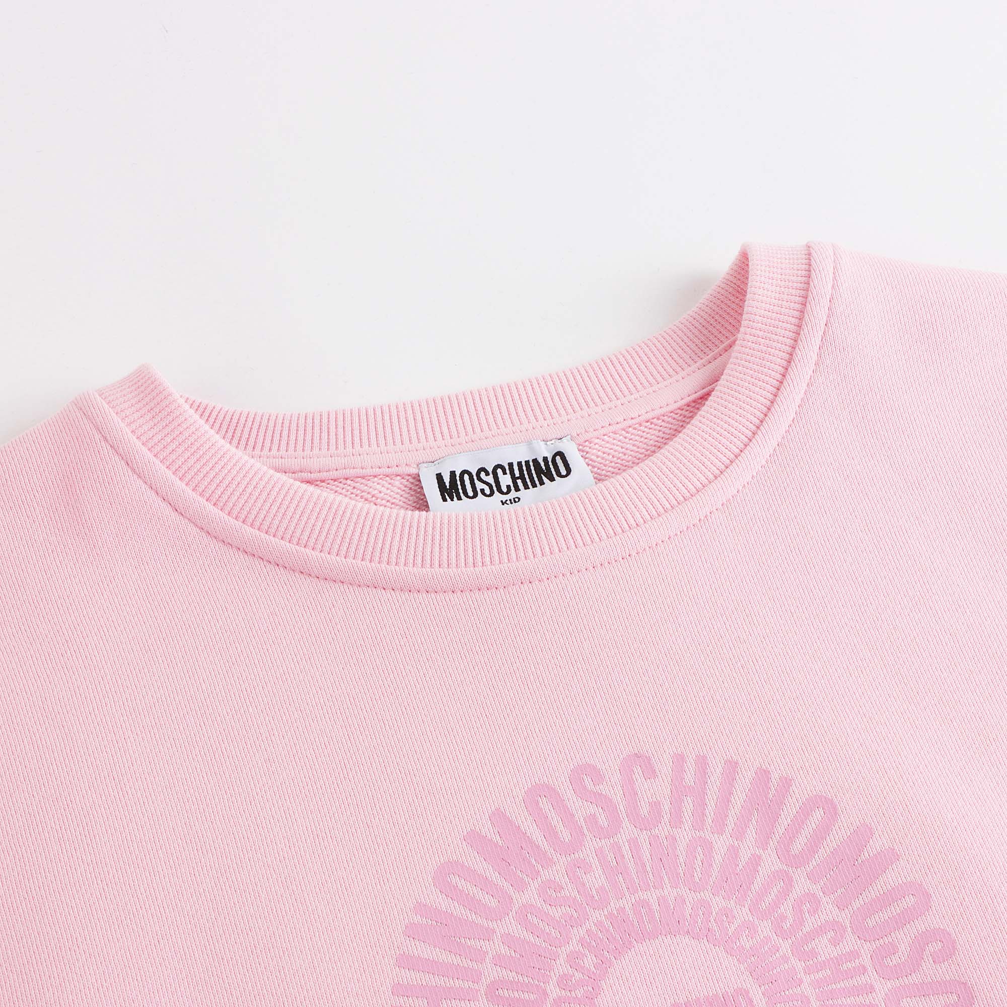 Girls Pink Circular Logo Cotton Dress