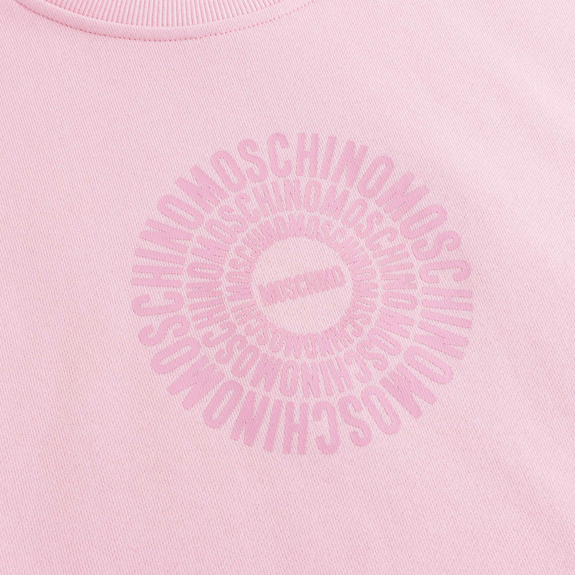 Girls Pink Circular Logo Cotton Dress