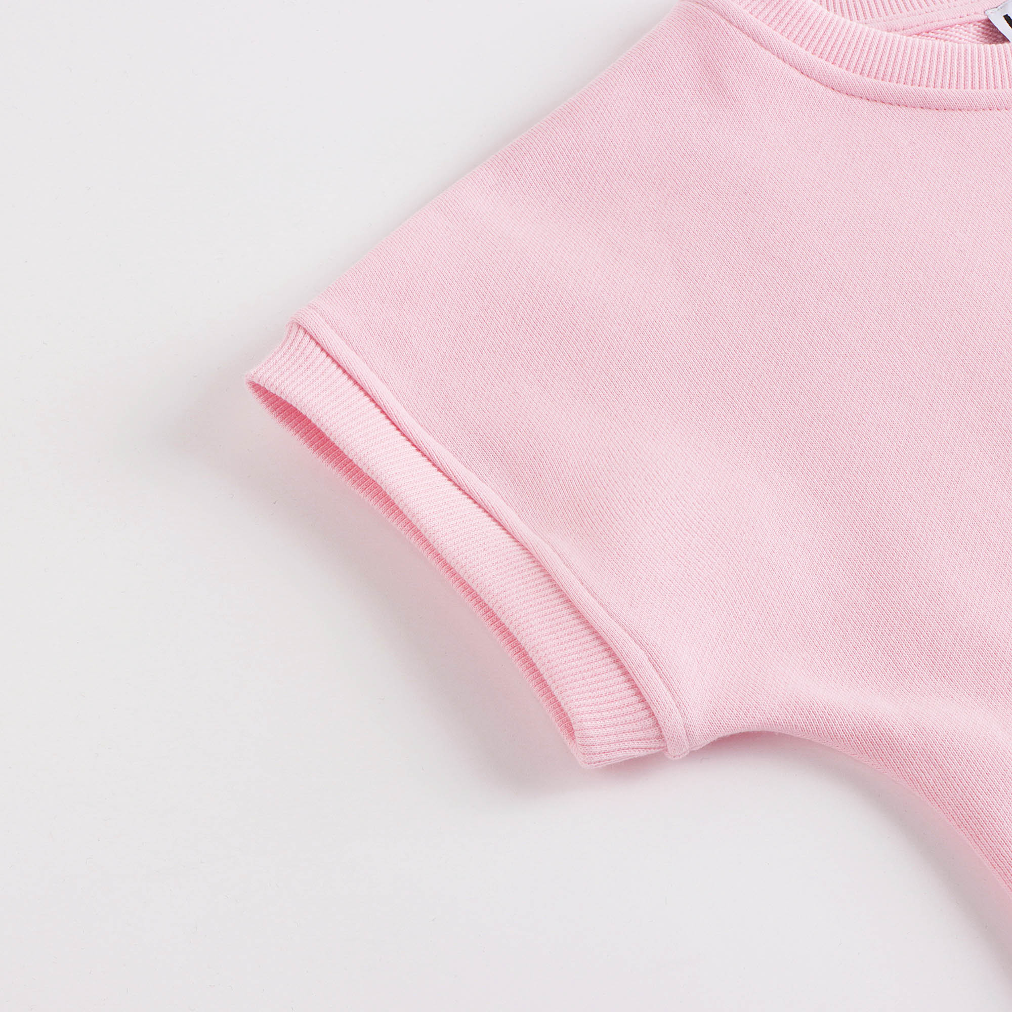 Girls Pink Circular Logo Cotton Dress