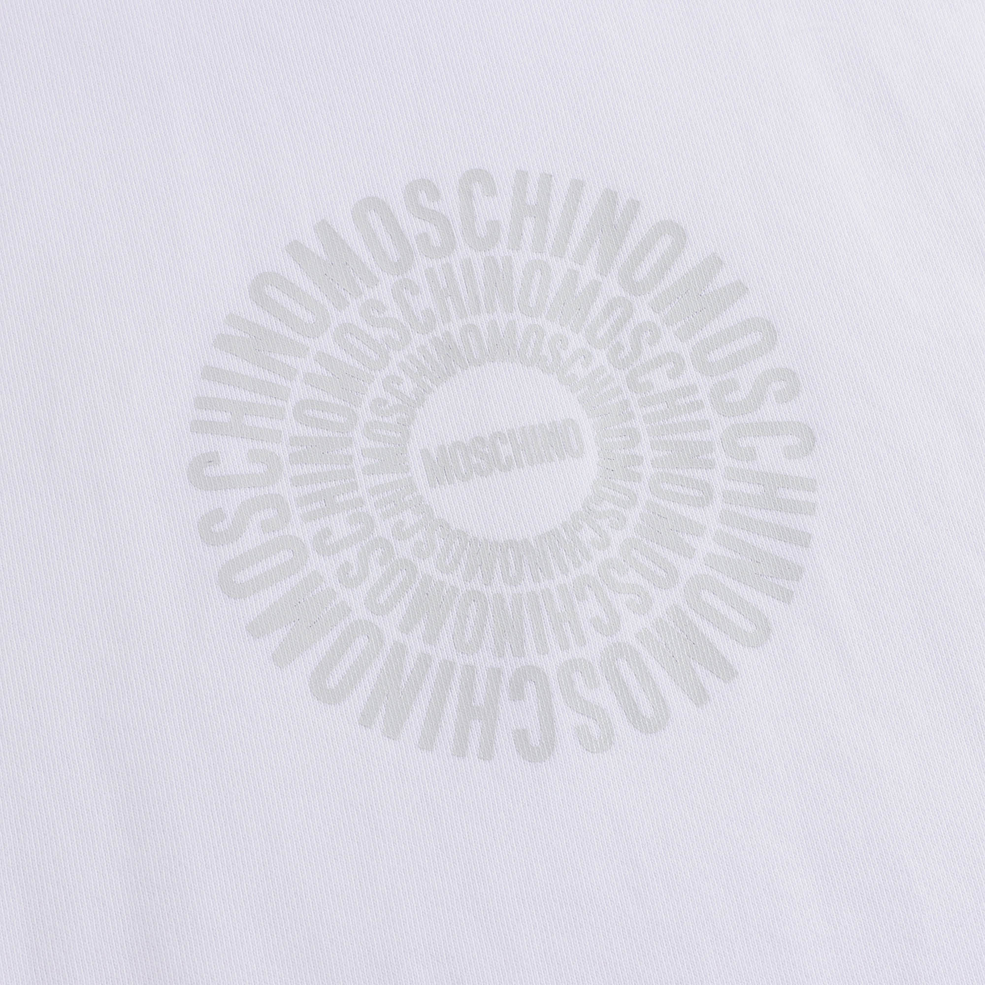 Girls White Circular Logo Cotton Dress