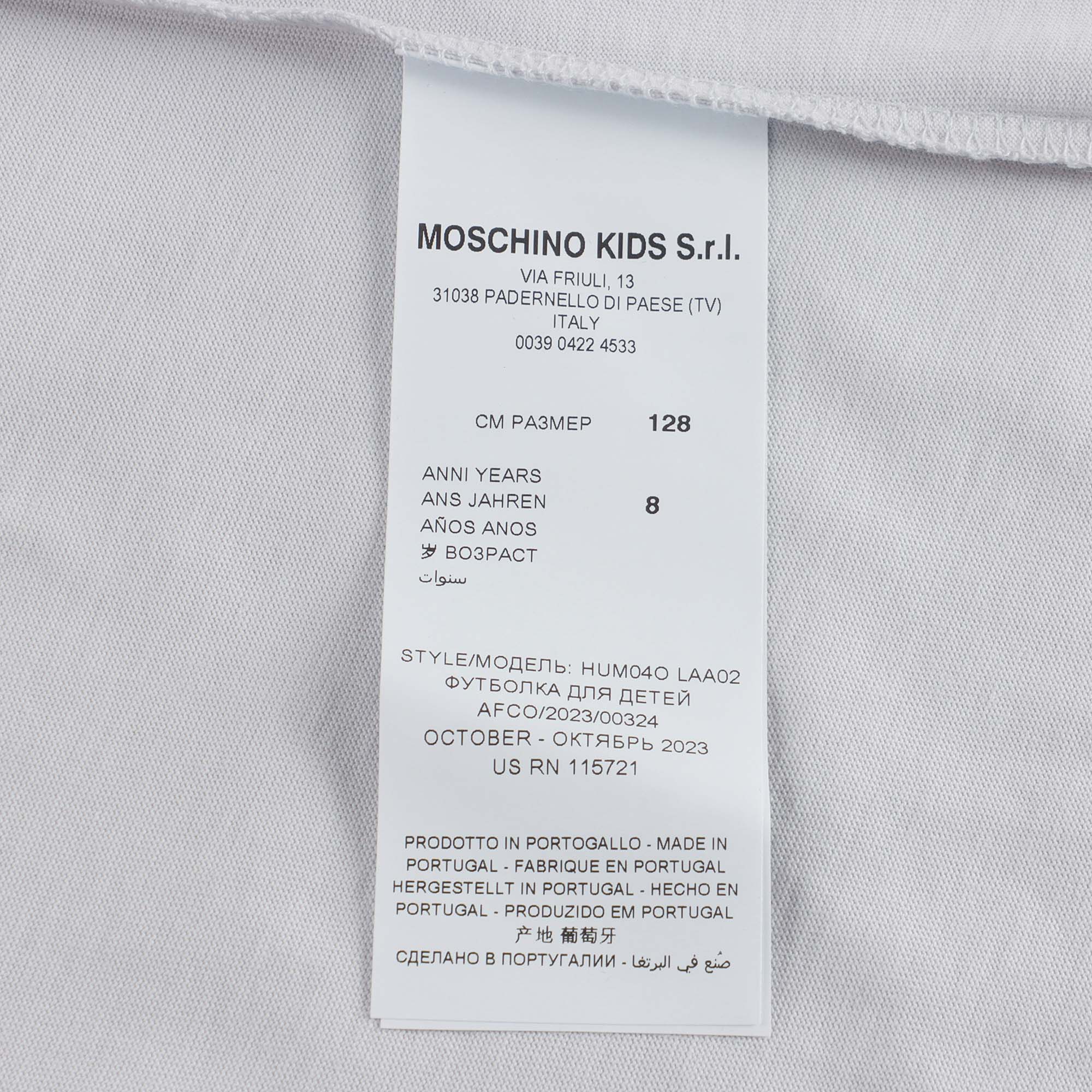 Boys Light Grey Logo Cotton T-Shirt