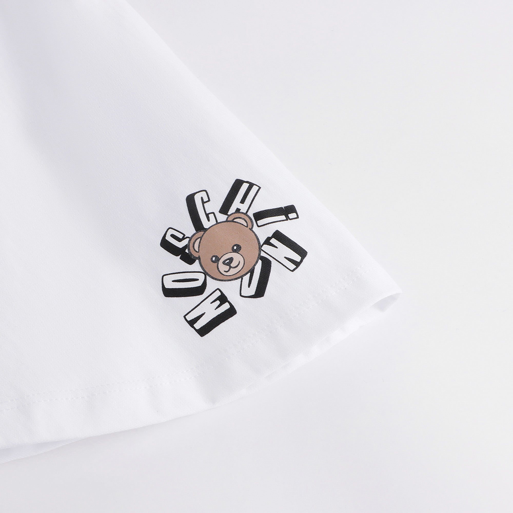 Girls White Bear Printed Cotton Skirt