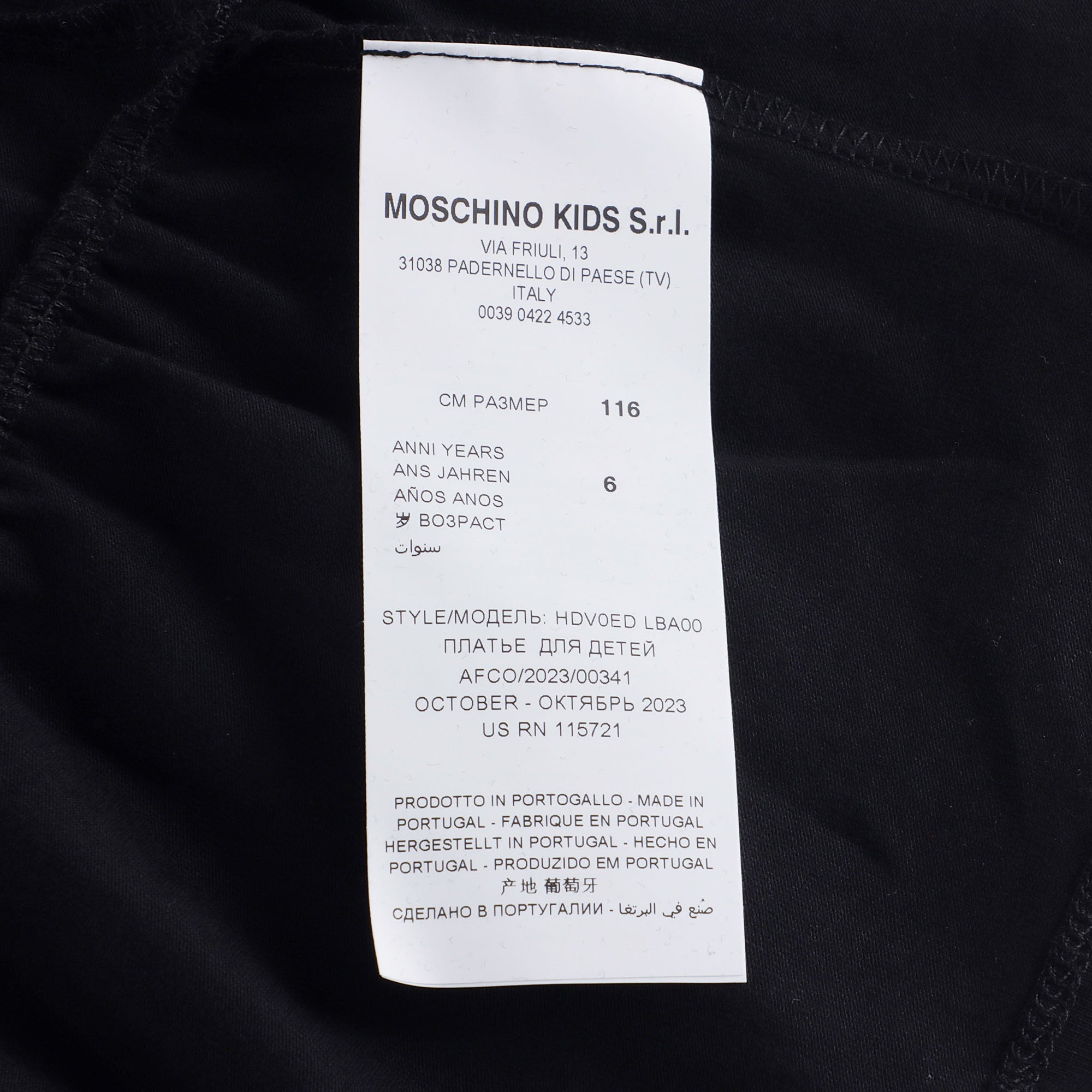 Girls Black Printed Cotton Dress