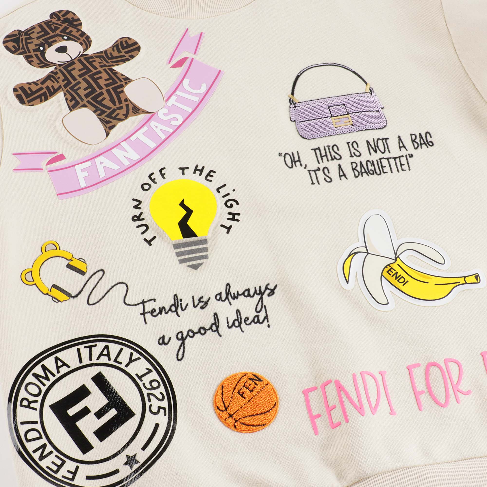 Girls White Printed Cotton Sweatshirt
