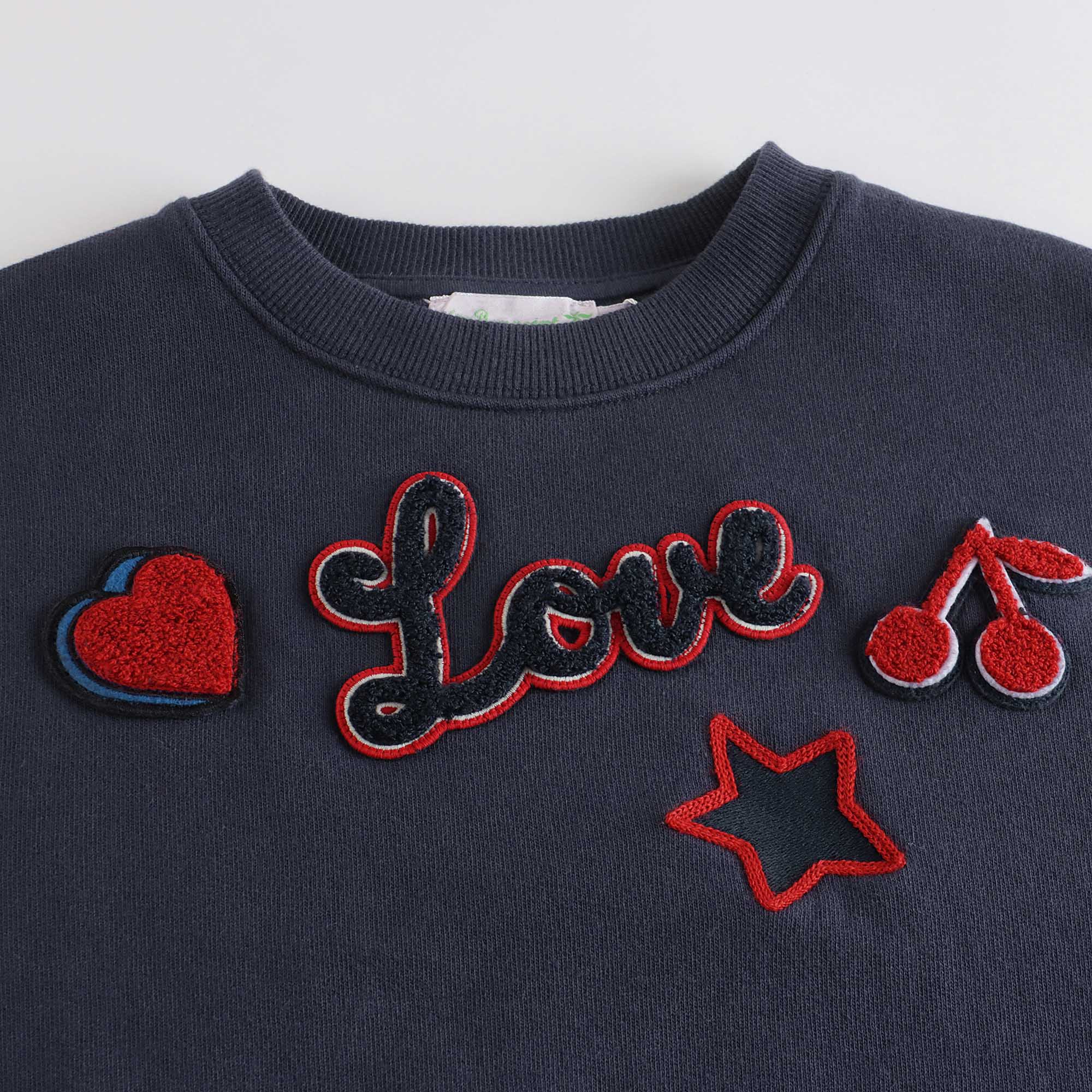 Girls Navy Logo Cotton Sweatshirt