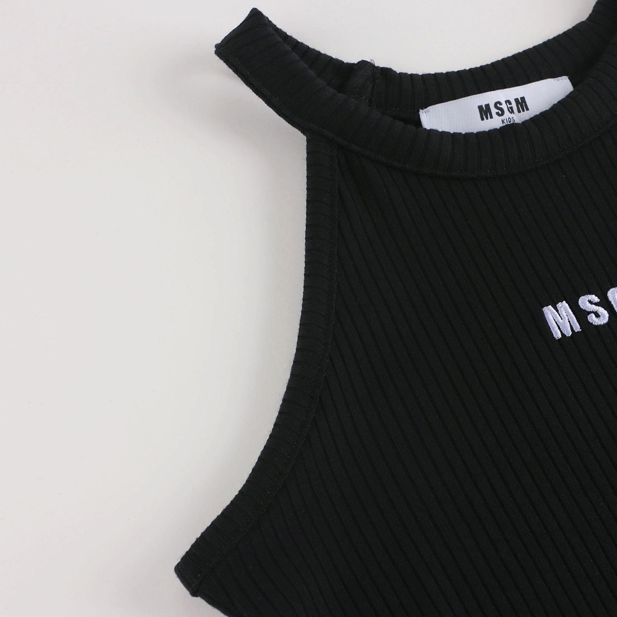 Girls Black Logo Strap Vest