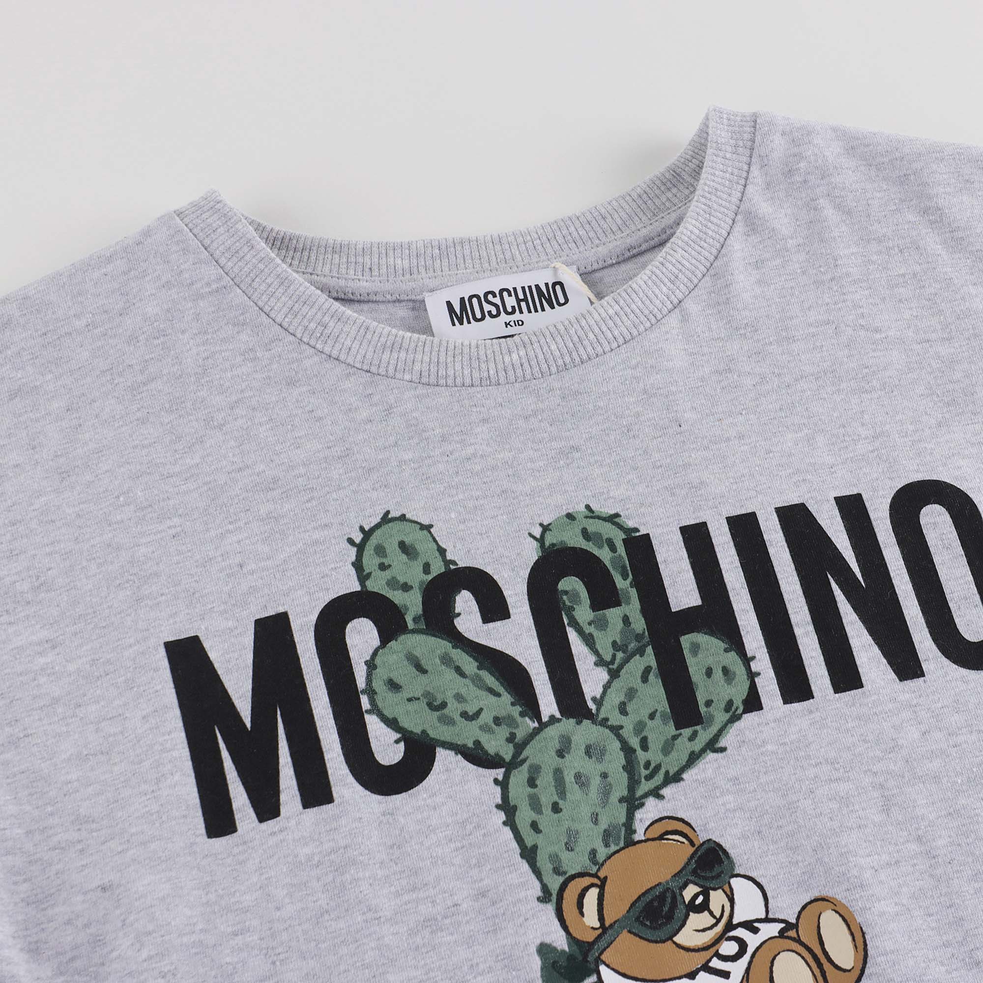Boys & Girls Grey Printed Cotton T-Shirt