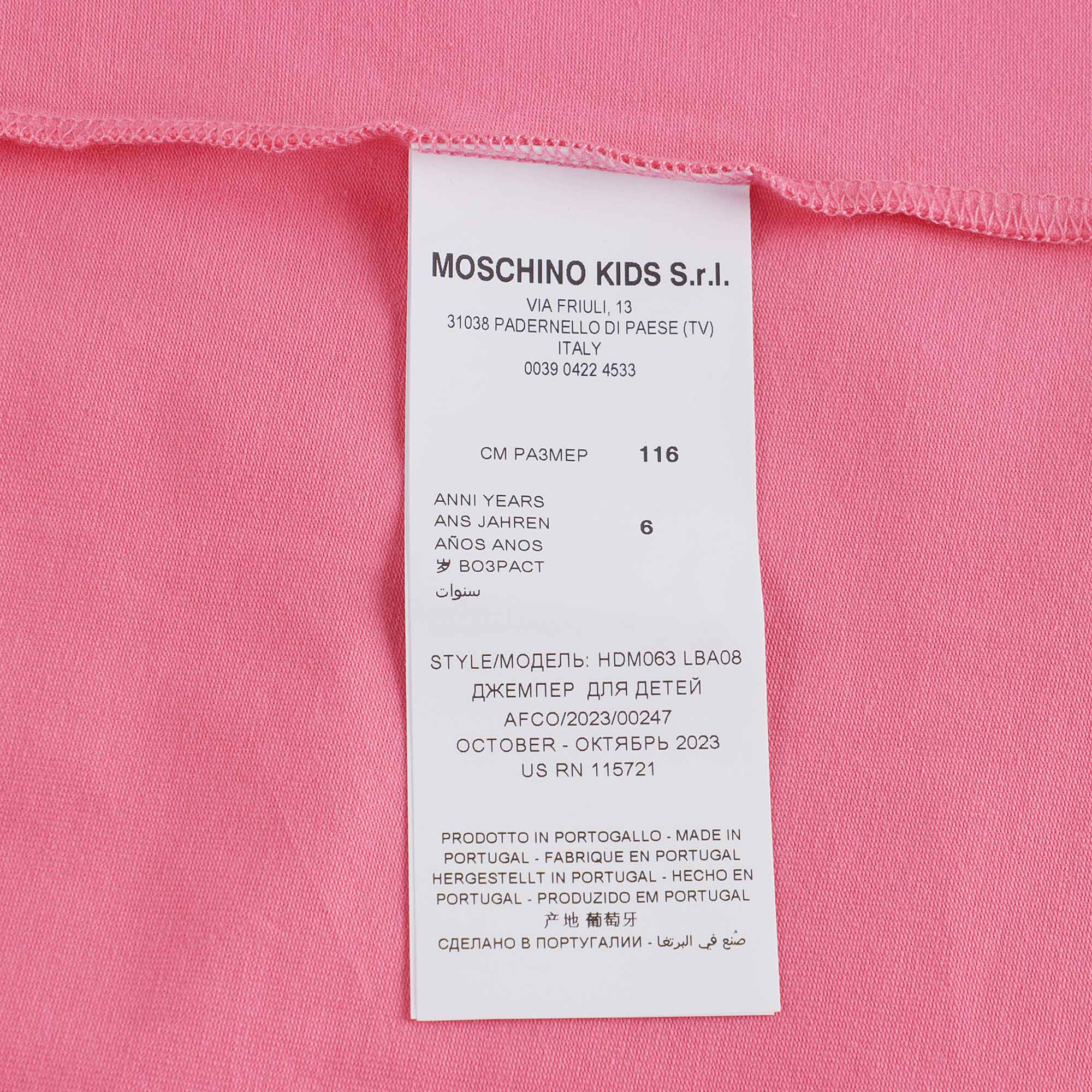 Girls Pink Logo Cotton T-Shirt