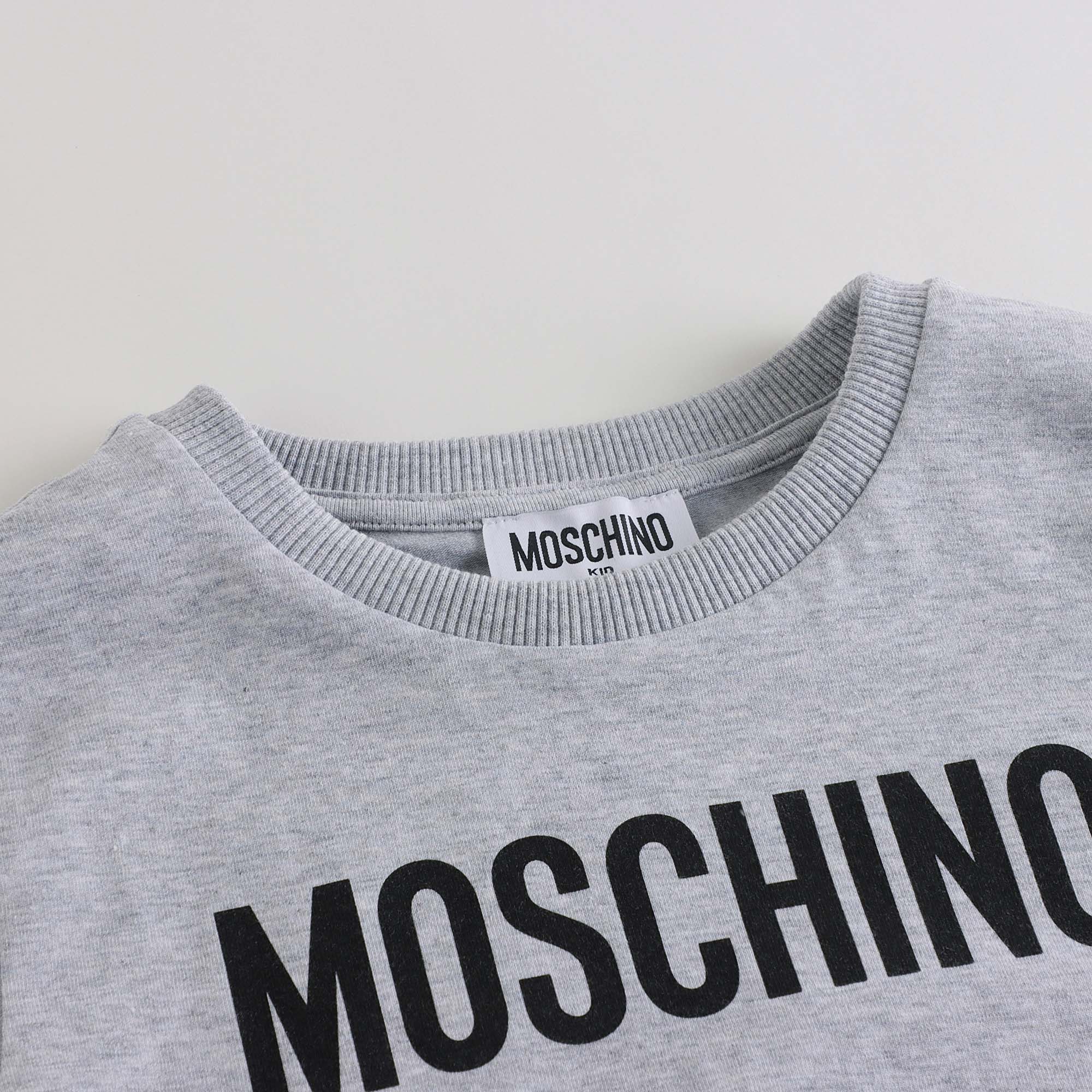 Boys & Girls Grey Logo Cotton T-Shirt