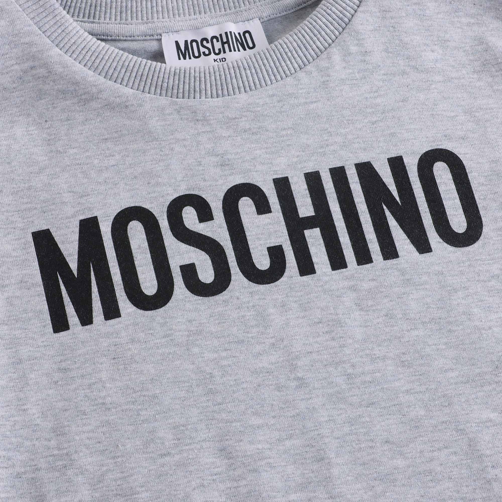 Boys & Girls Grey Logo Cotton T-Shirt