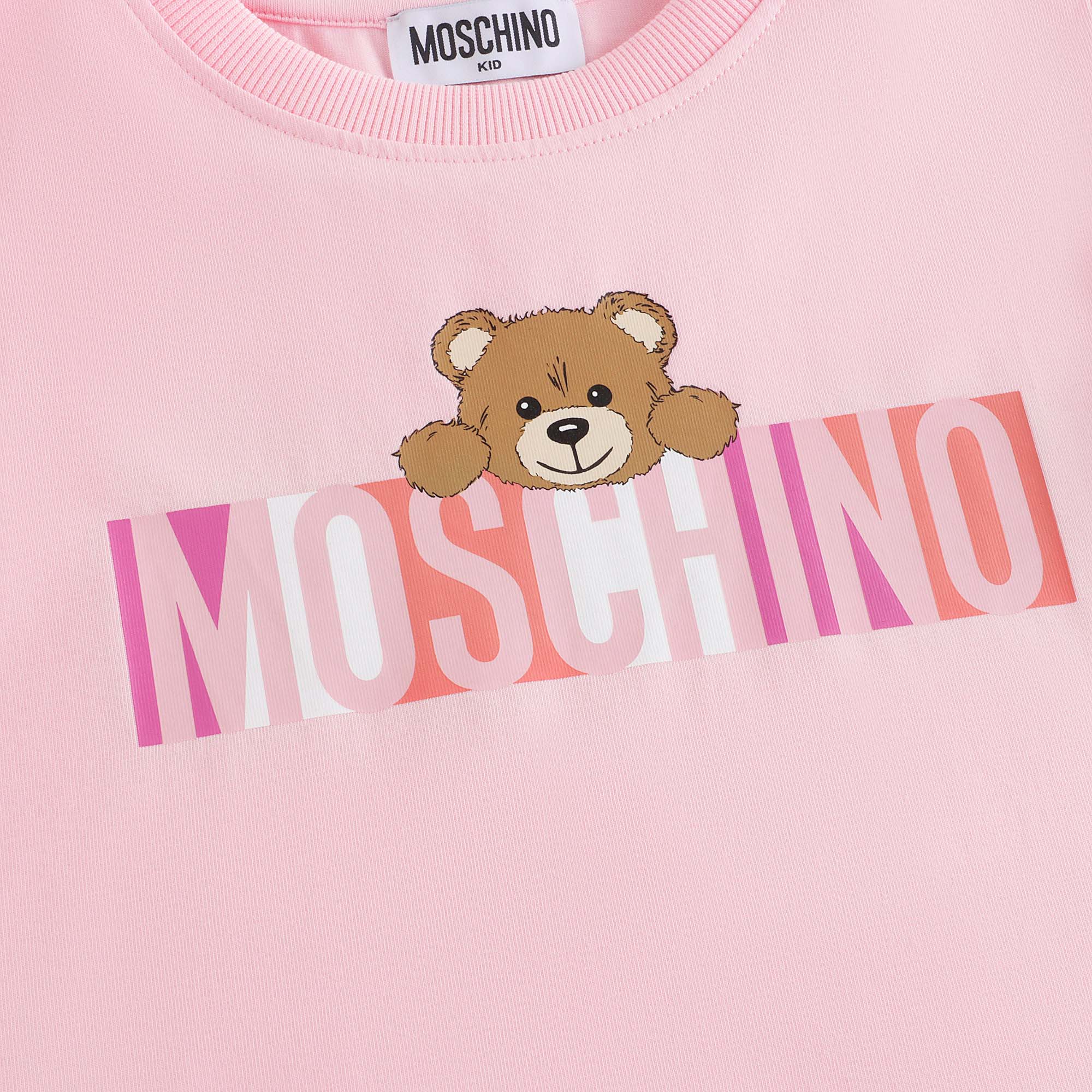 Girls Pink Logo Cotton Dress