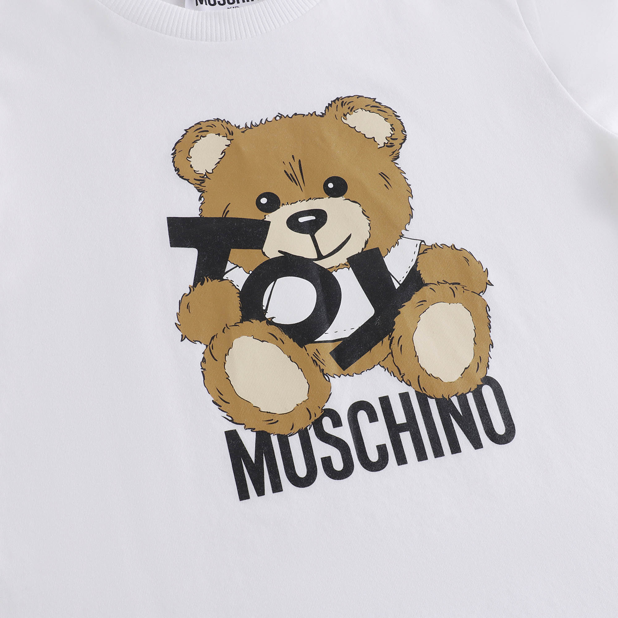 Boys & Girls White Printed Cotton T-Shirt