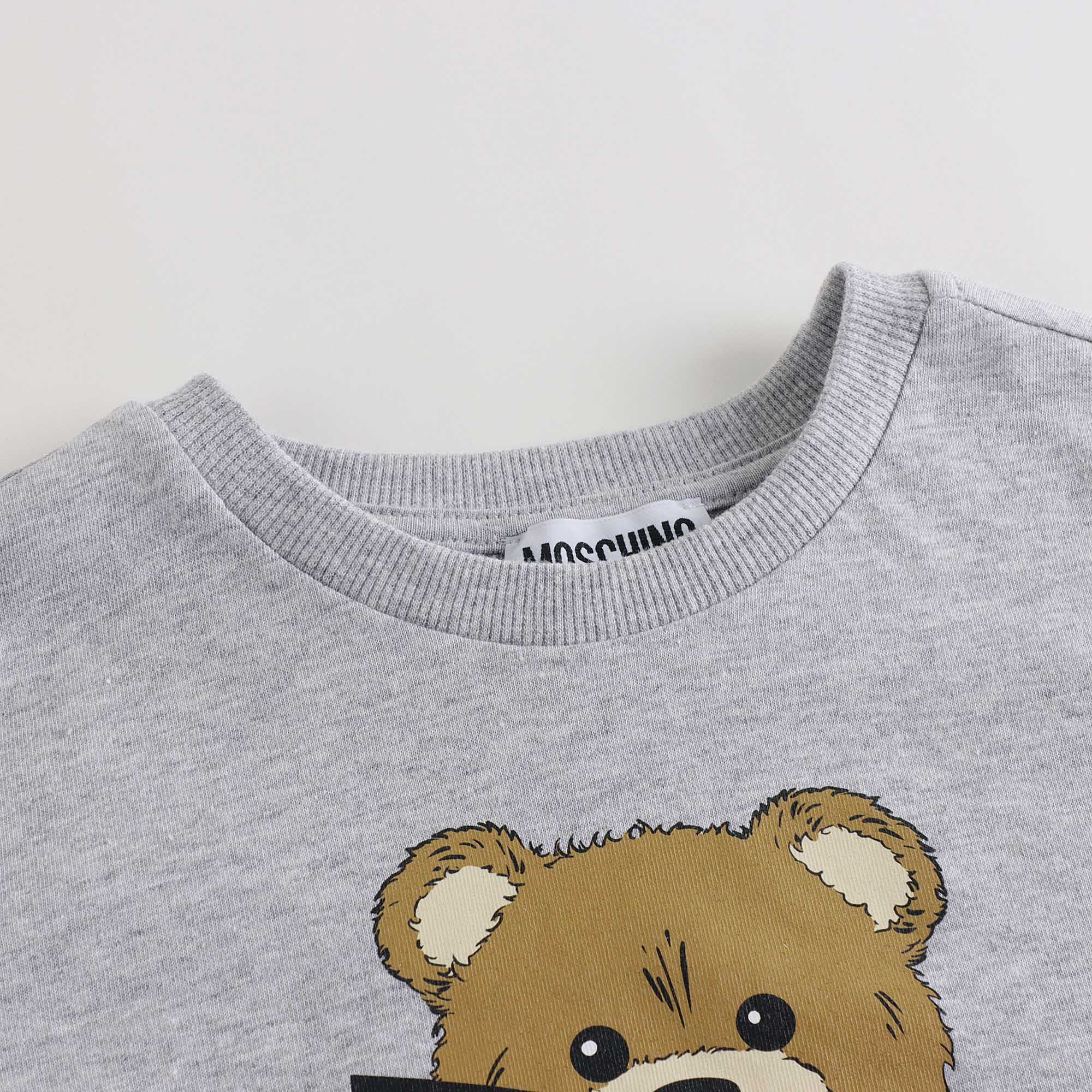 Boys & Girls Grey Printed Cotton T-Shirt