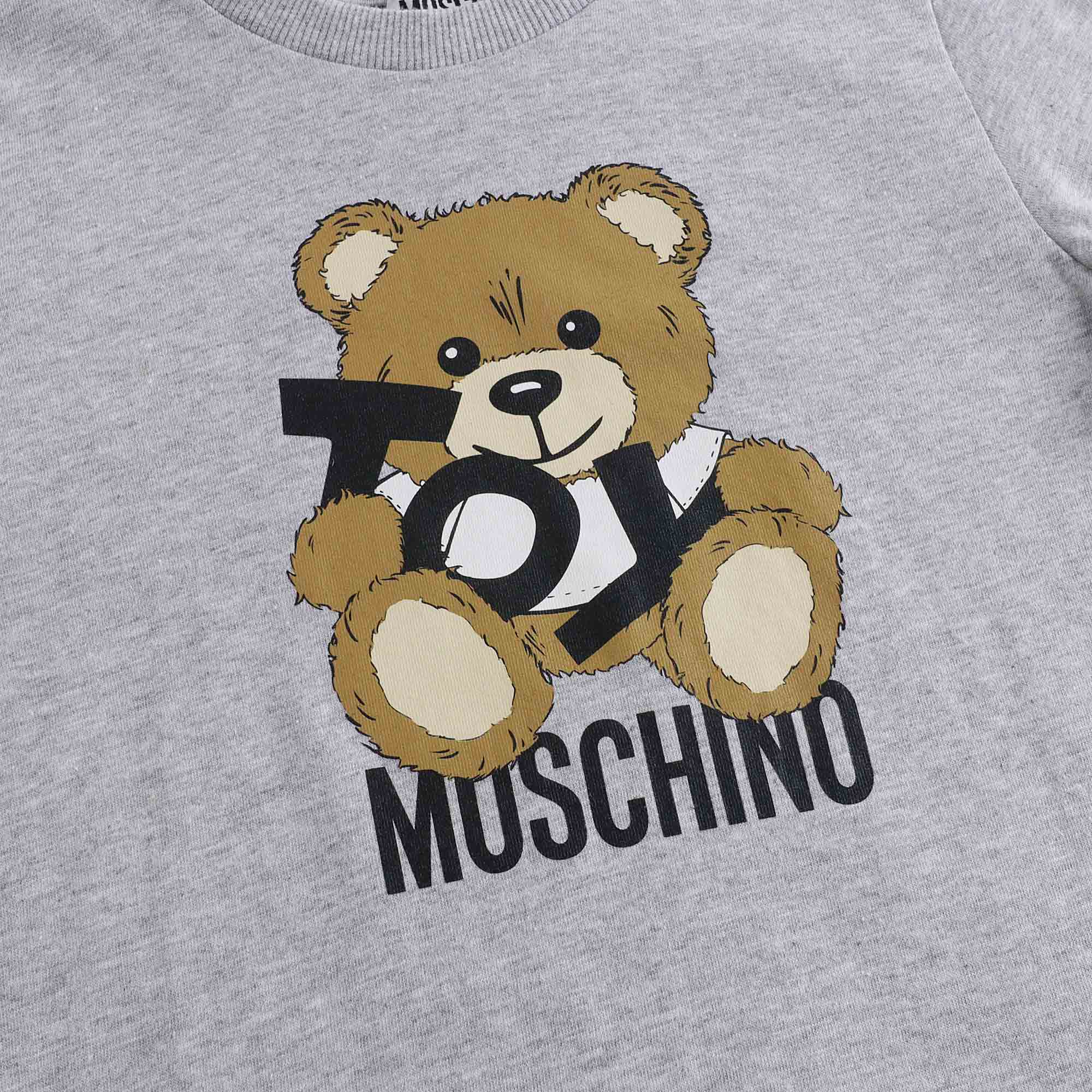 Boys & Girls Grey Printed Cotton T-Shirt