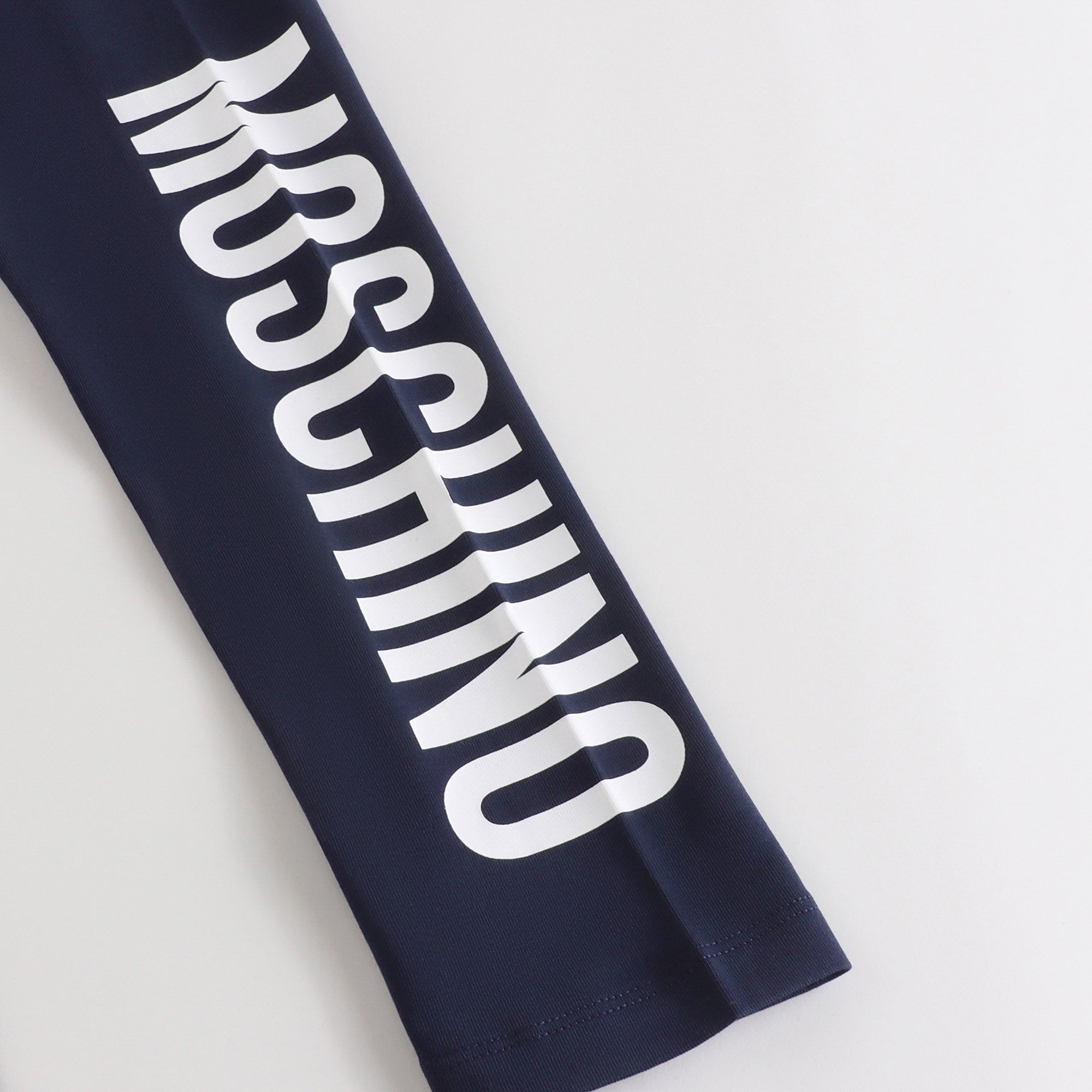 Girls Navy Logo Cotton Leggings