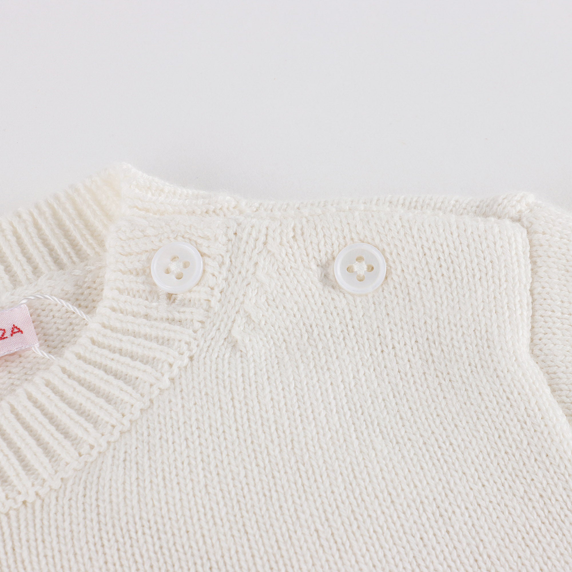 Baby Girls White Jacquard Cotton Sweater