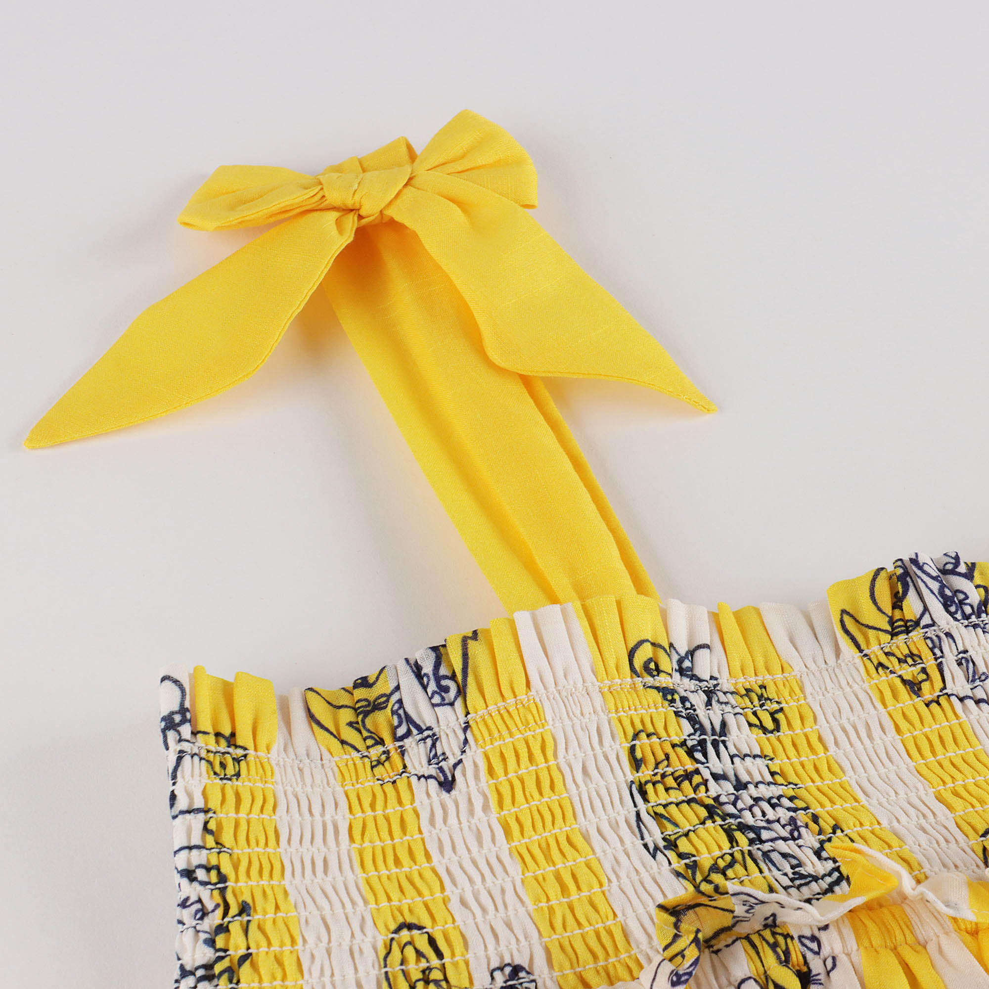 Girls Yellow Stripes Cotton Dress