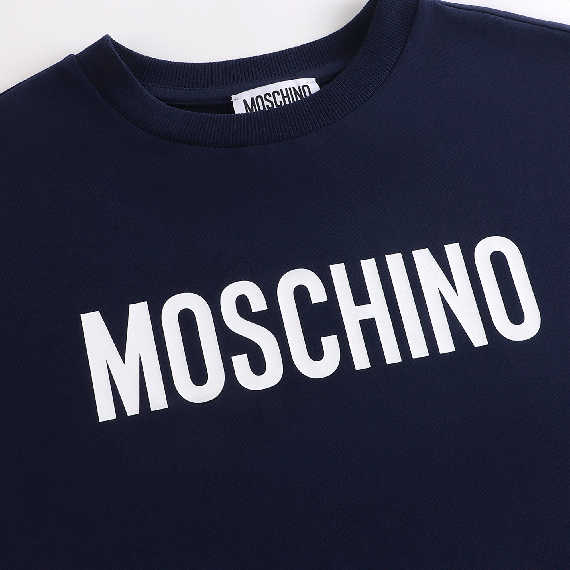 Girls Navy Logo Cotton Dress