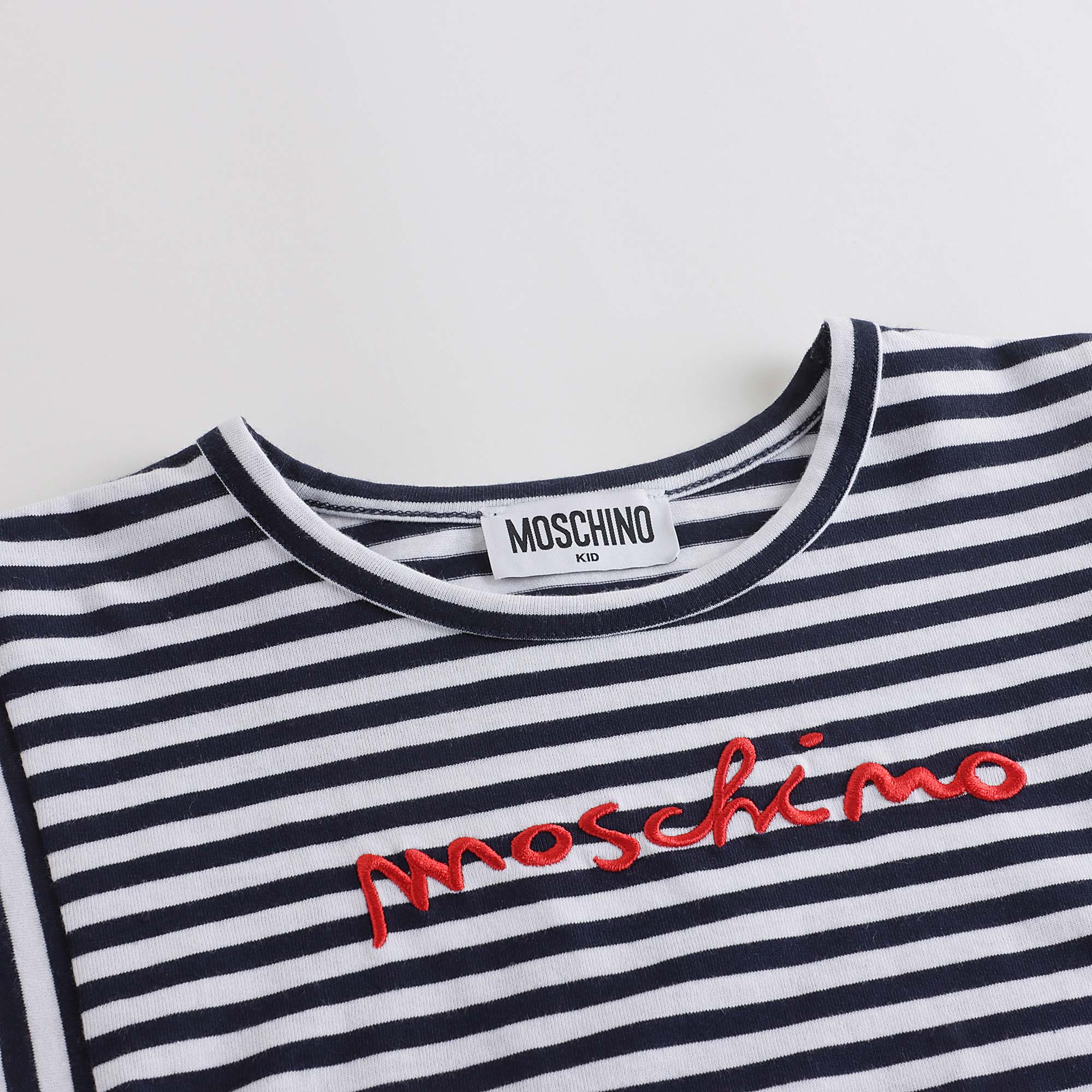 Girls Navy Stripes Cotton T-Shirt