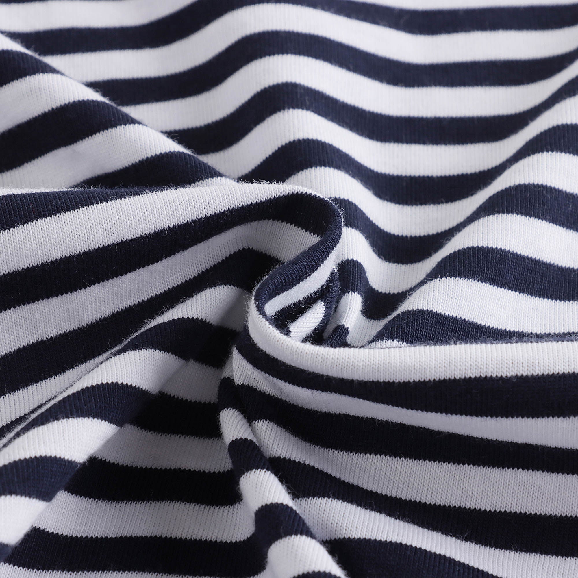 Girls Navy Stripes Cotton T-Shirt