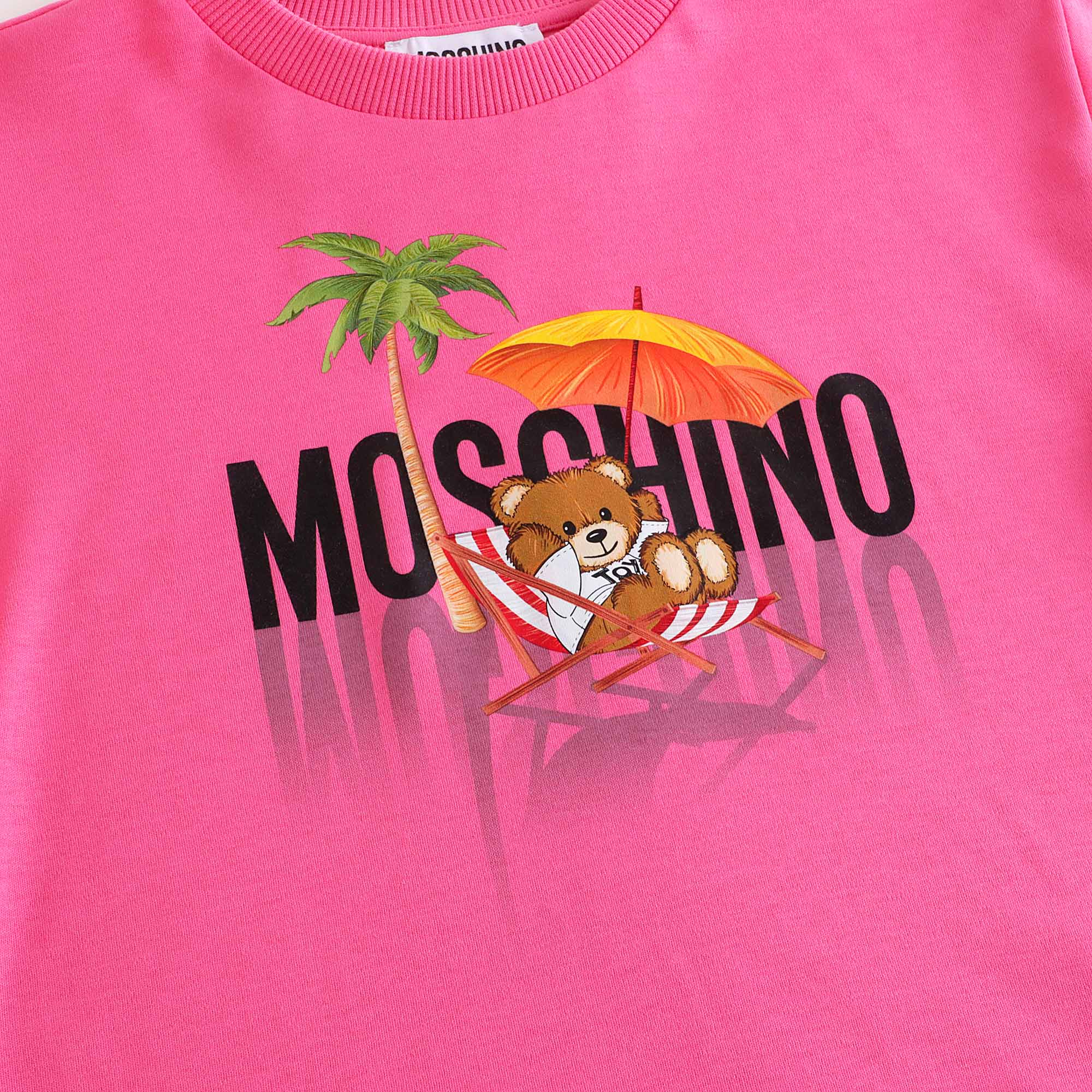 Girls Bright Pink Printed Cotton Dress