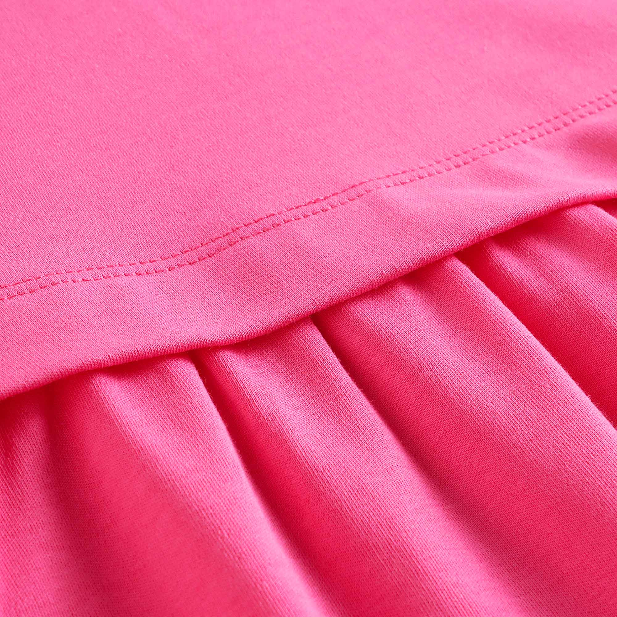 Girls Bright Pink Printed Cotton Dress