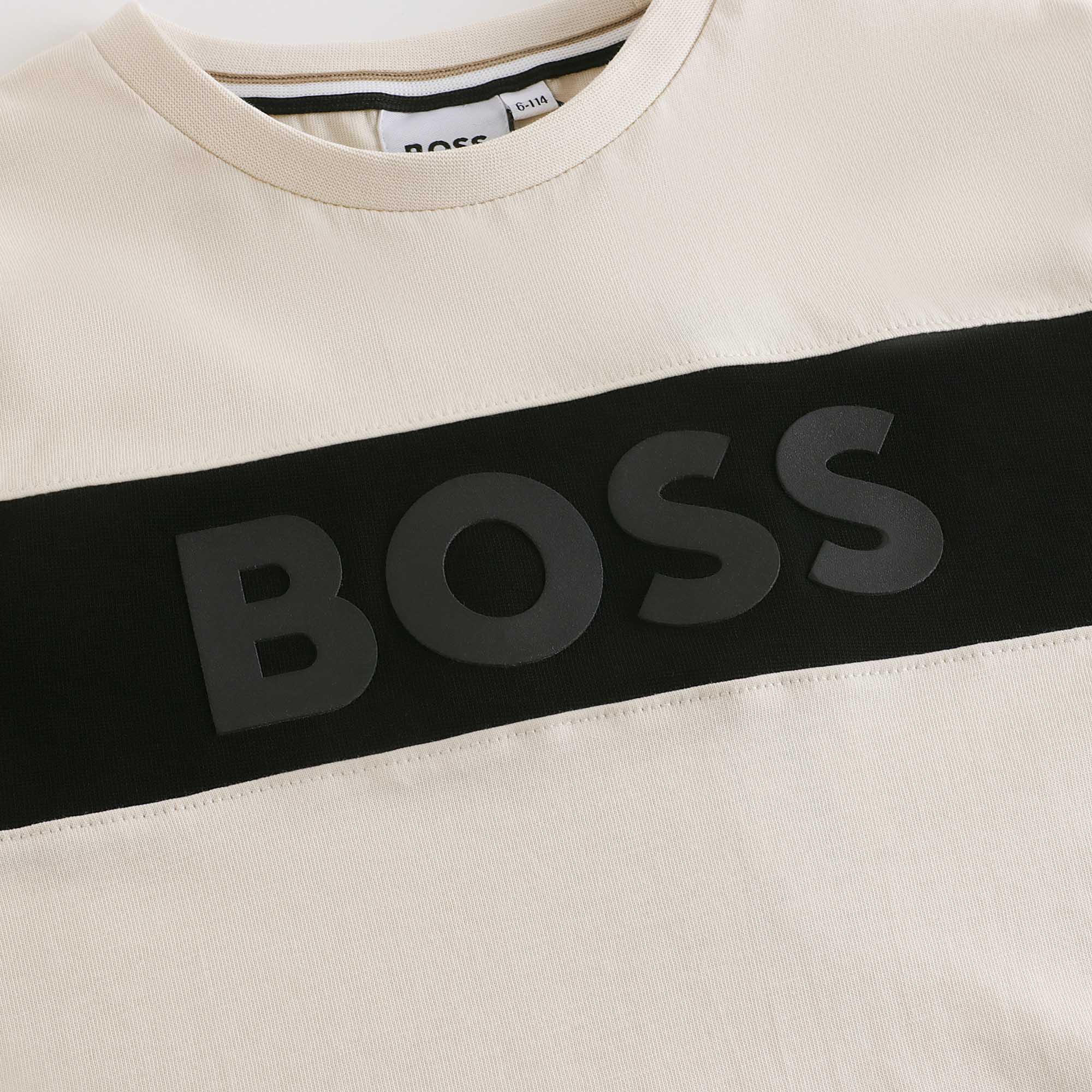 Boys Beige Logo Cotton Set