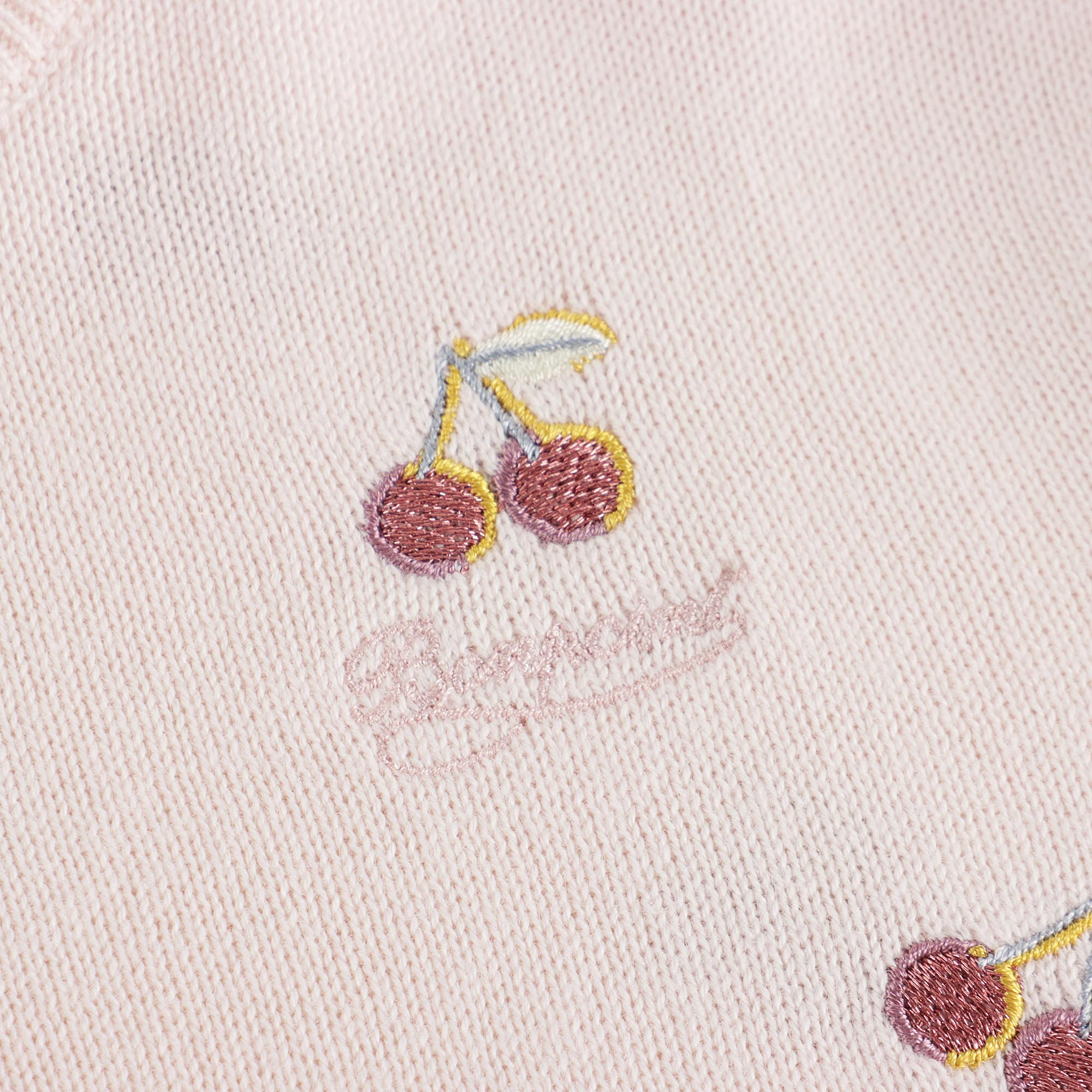 Baby Girls Pale Pink Cherry Embroidered Cotton Cardigan