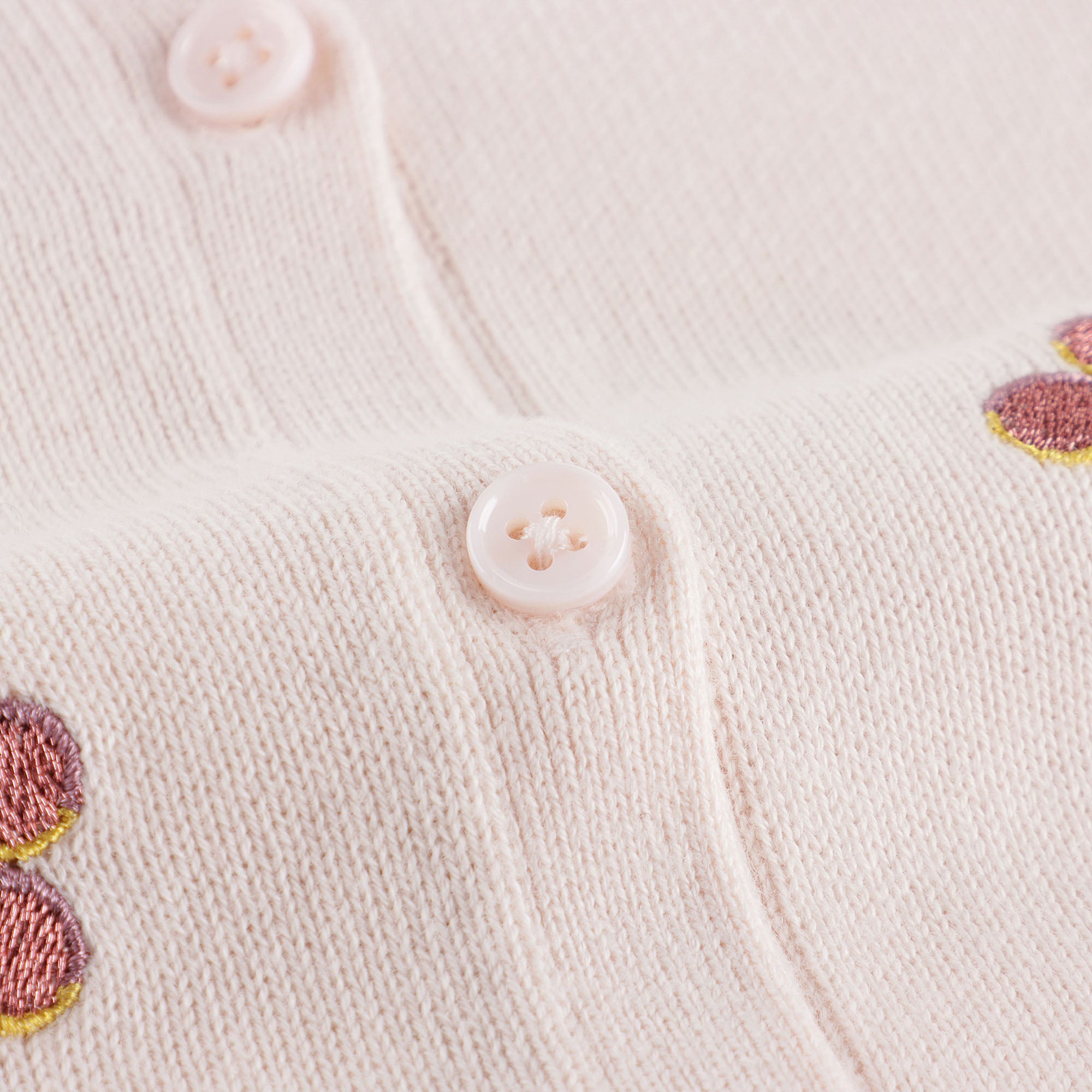 Baby Girls Pale Pink Cherry Embroidered Cotton Cardigan