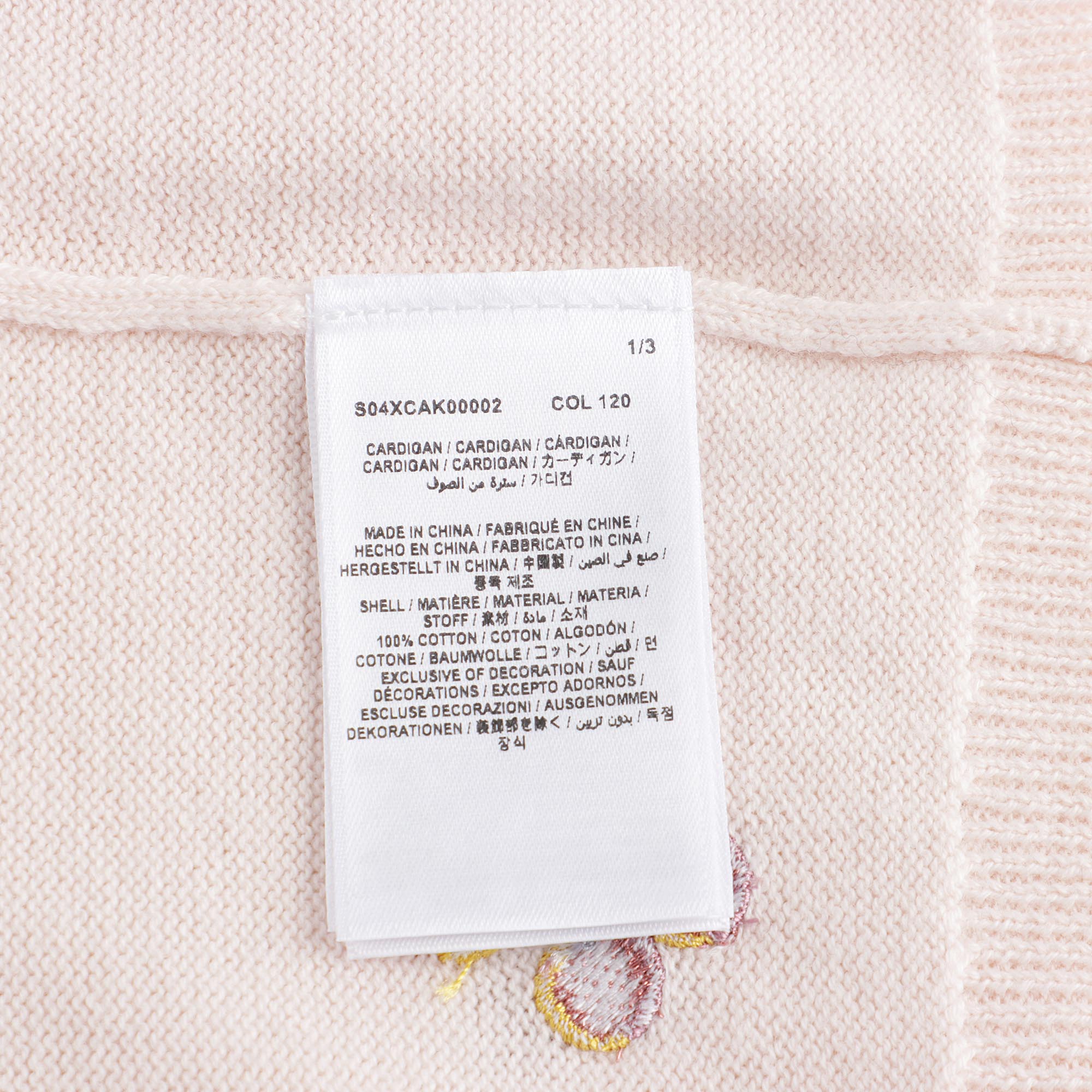 Baby Girls Pale Pink Cherry Embroidered Cotton Cardigan