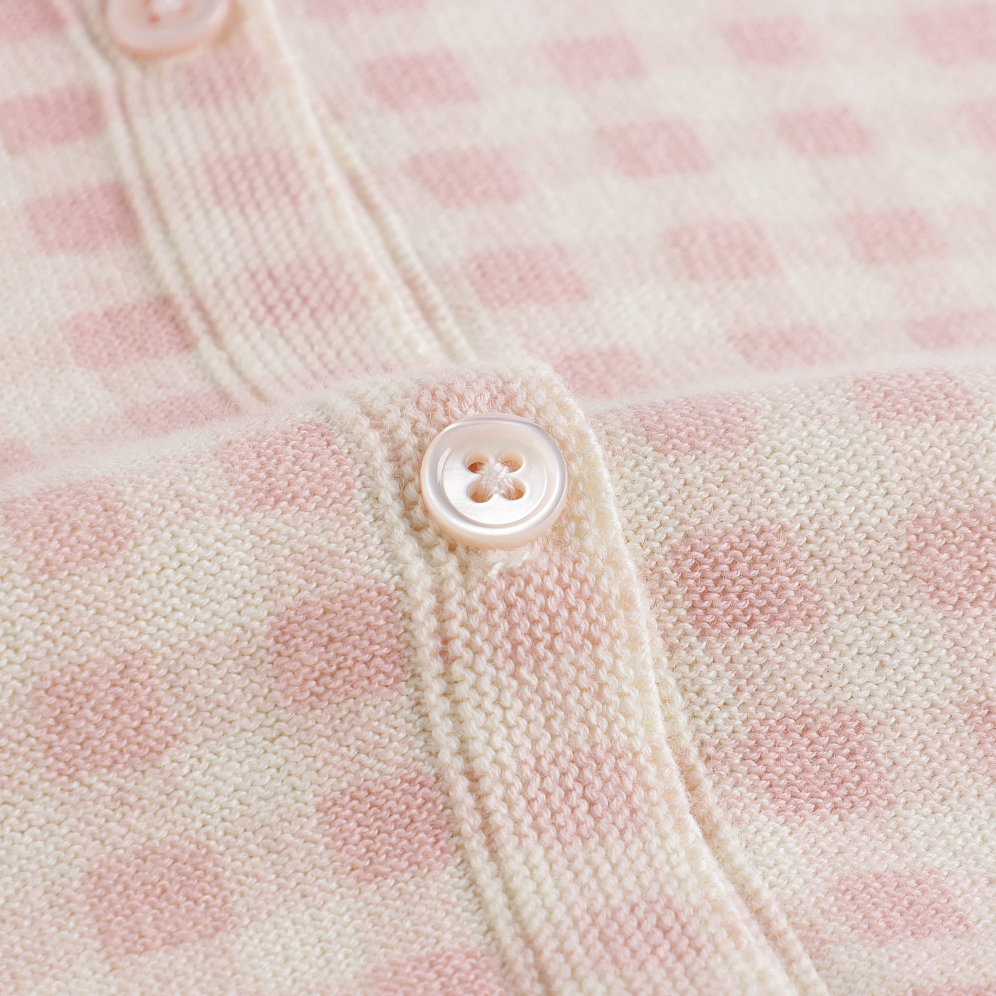 Girls Pink Check Cotton Cardigan