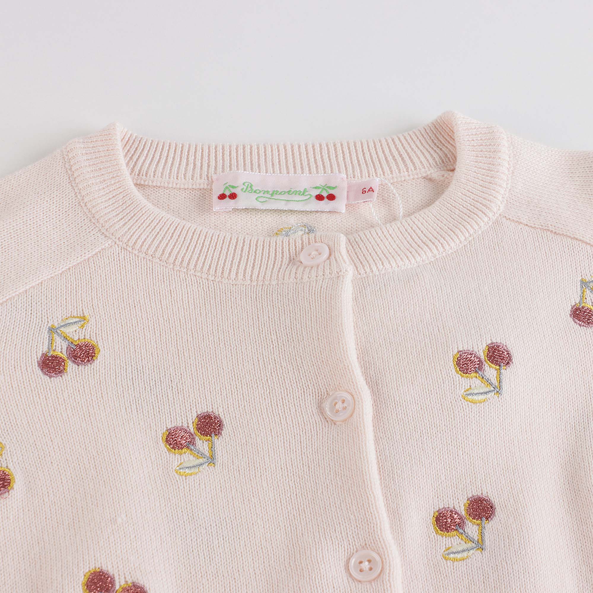 Girls Pink Embroidered Cotton Cardigan