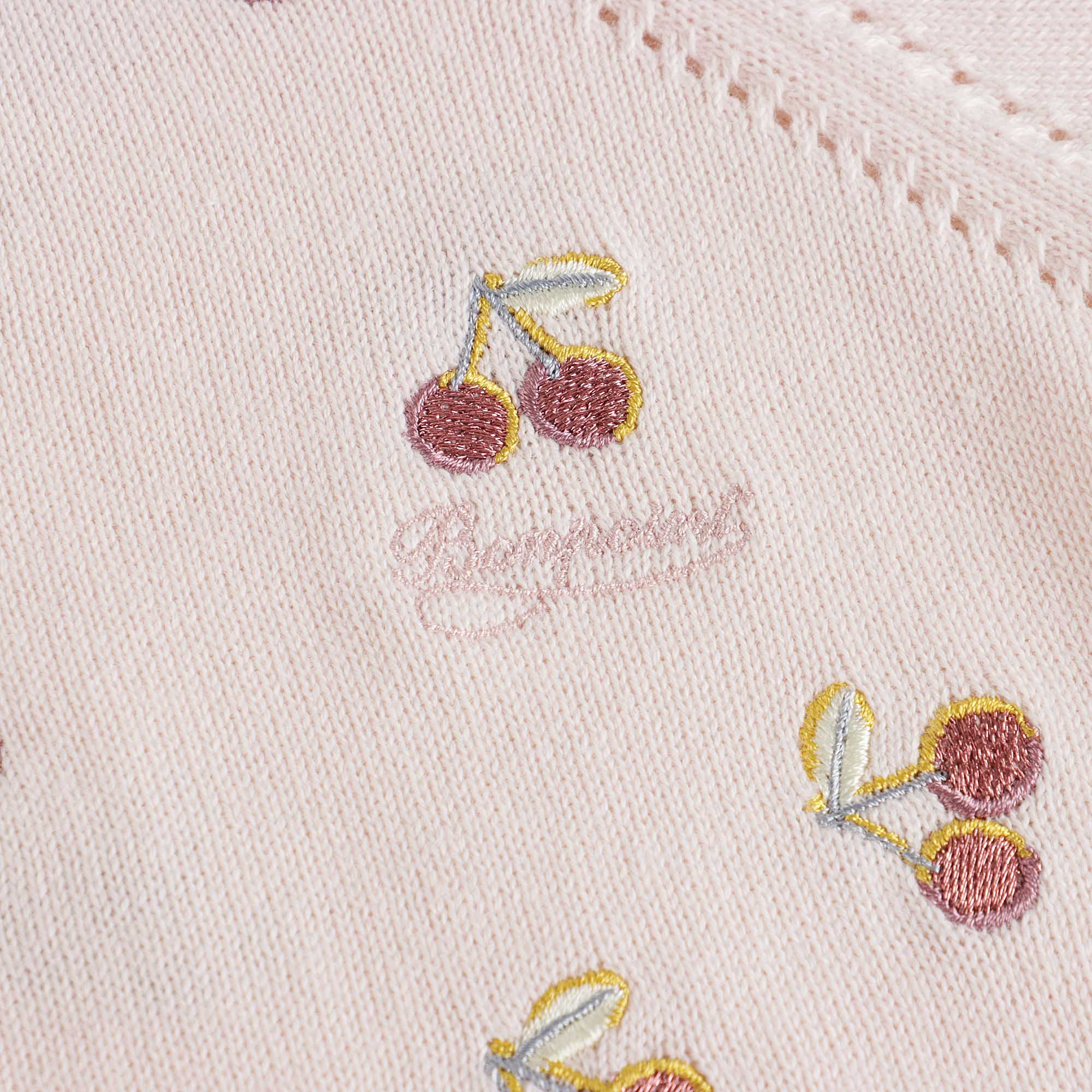 Girls Pink Embroidered Cotton Cardigan