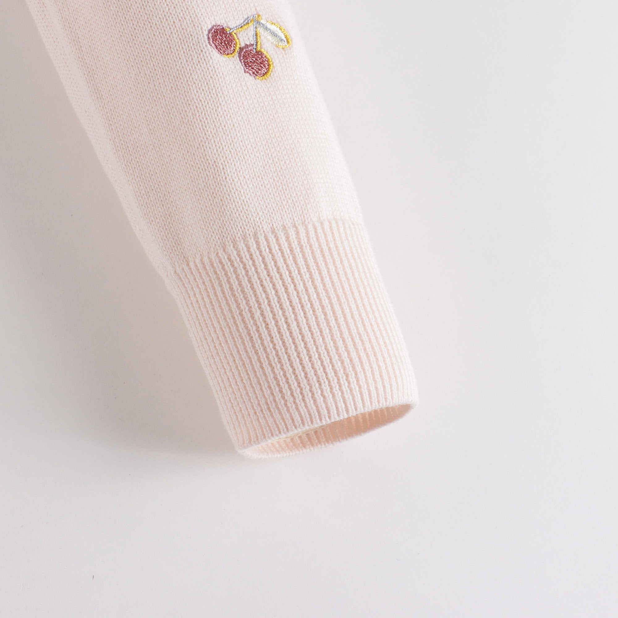 Girls Pink Embroidered Cotton Cardigan