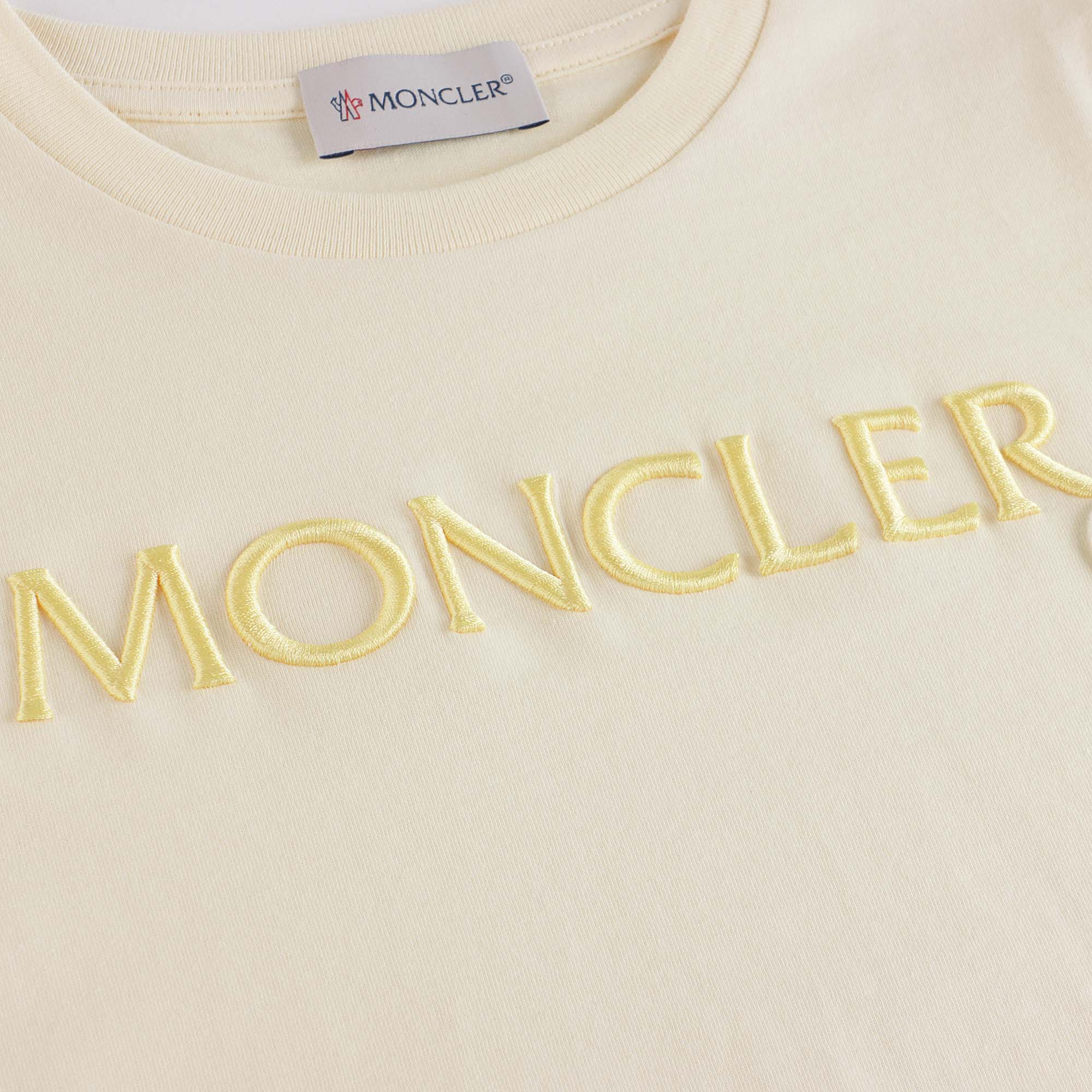 Girls Pale Yellow Logo Cotton T-Shirt