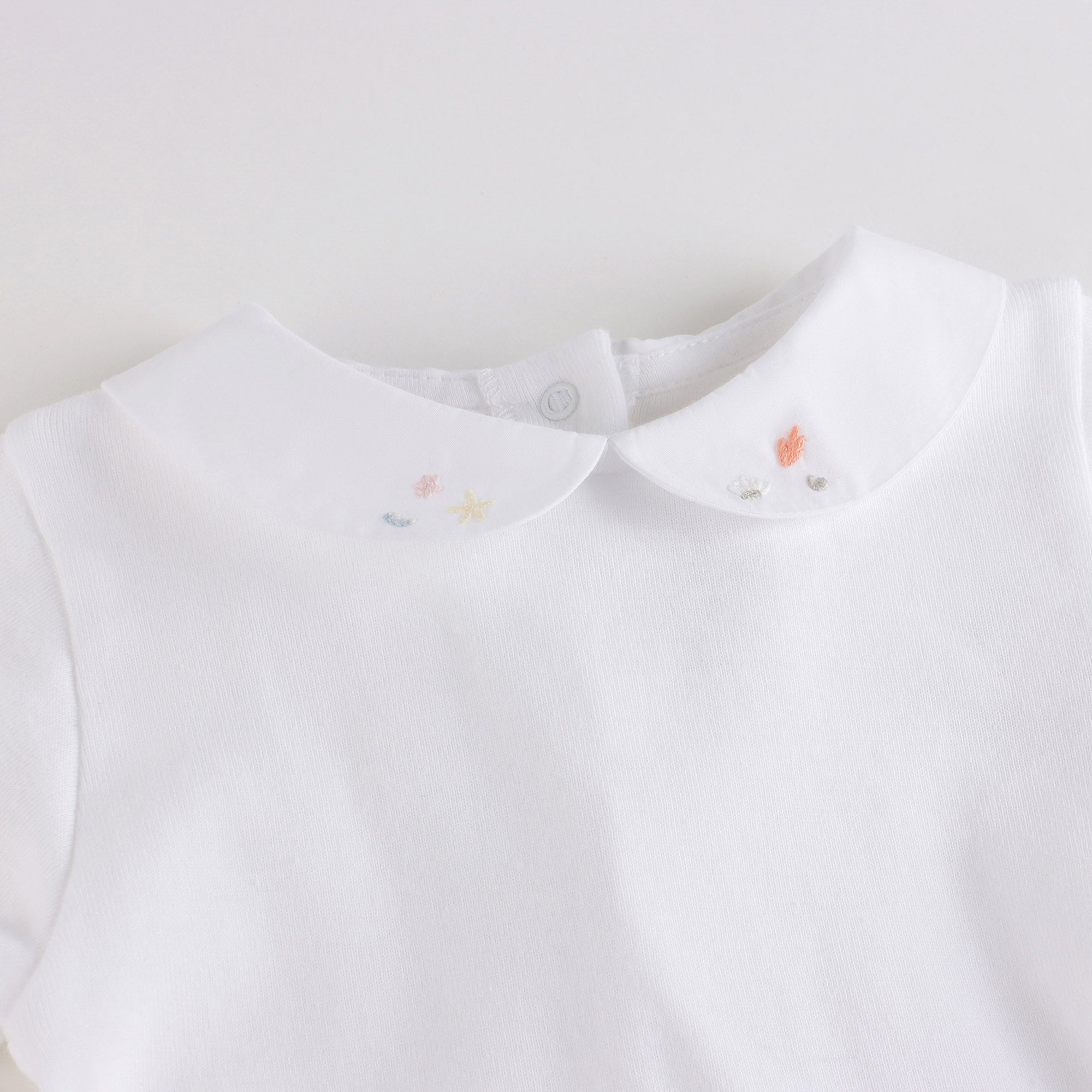 Baby Girls White Cotton Babysuit