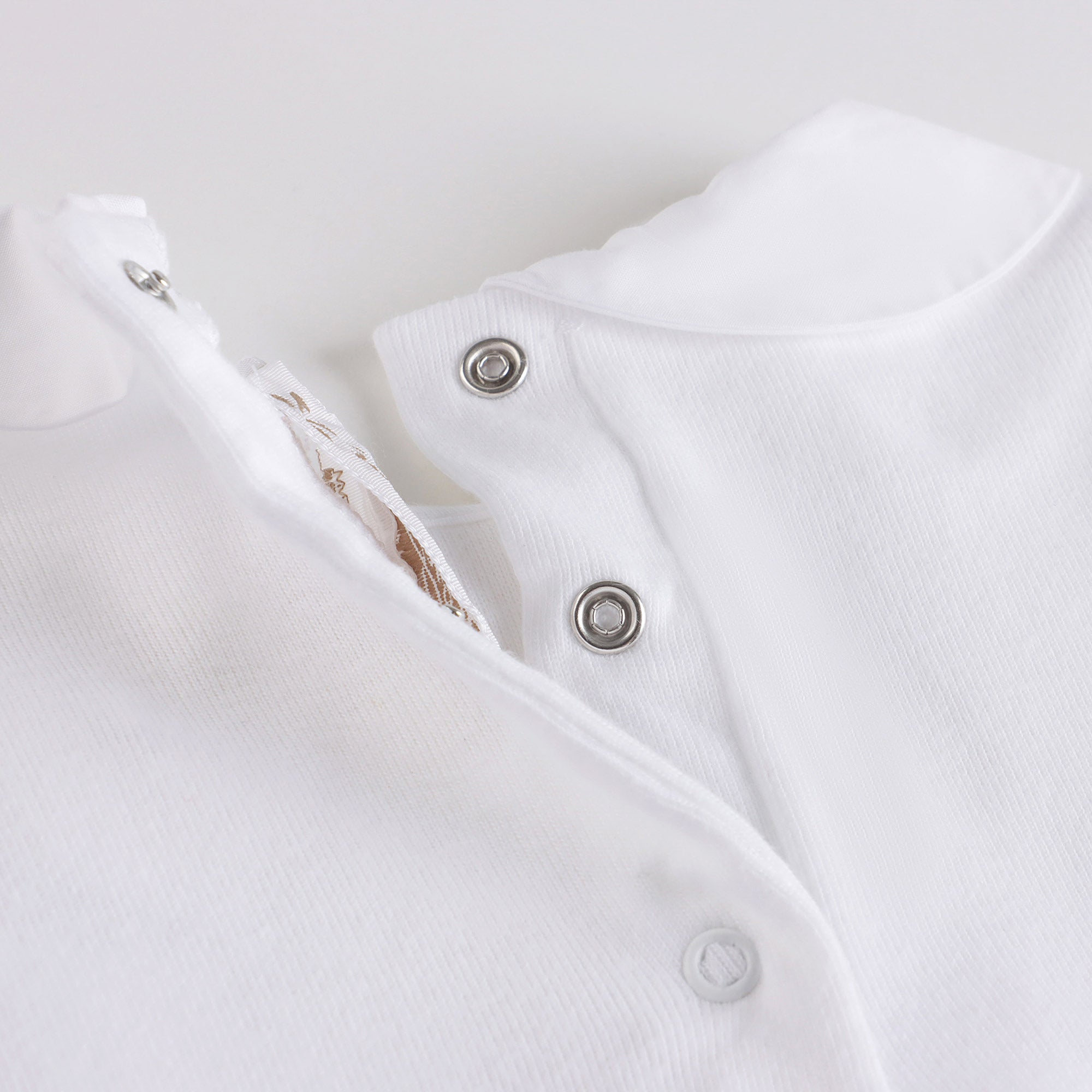 Baby Girls White Cotton Babysuit