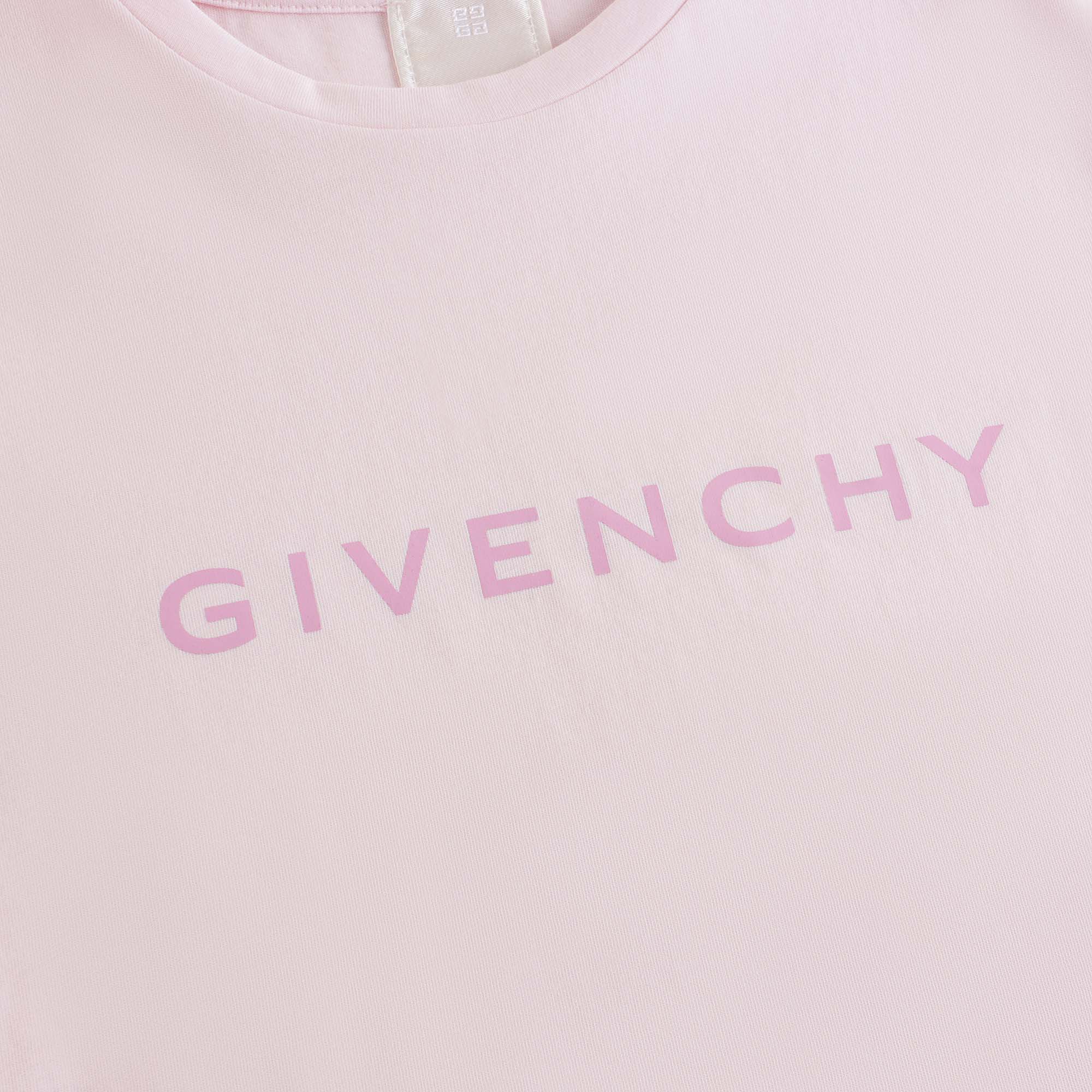 Girls Pink Logo Cotton T-Shirt