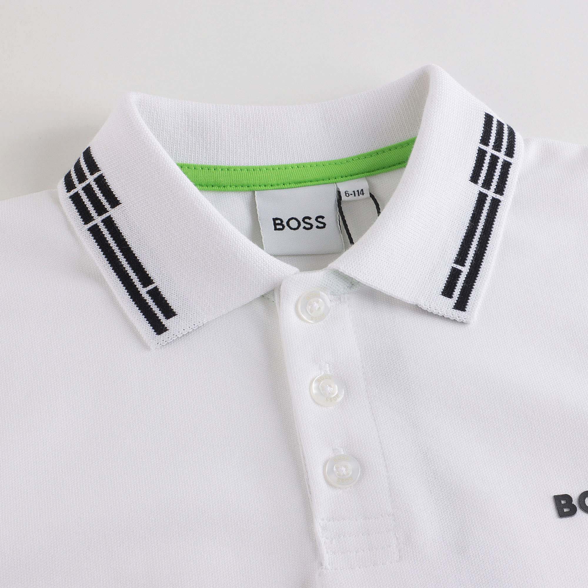 Boys White Cotton Polo Shirt