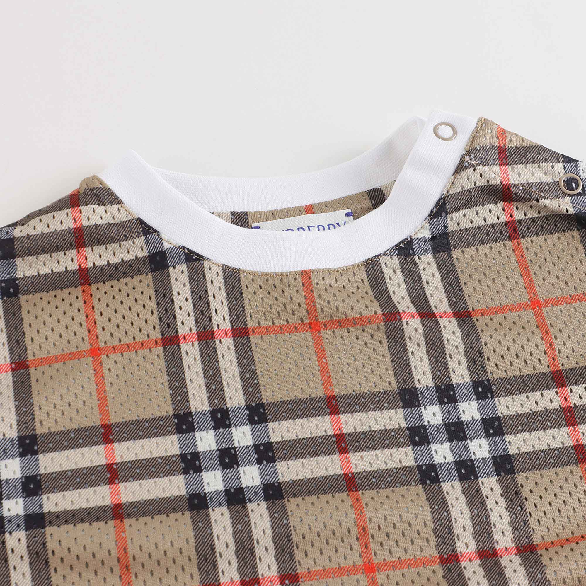 Baby Boys Beige Check T-Shirt