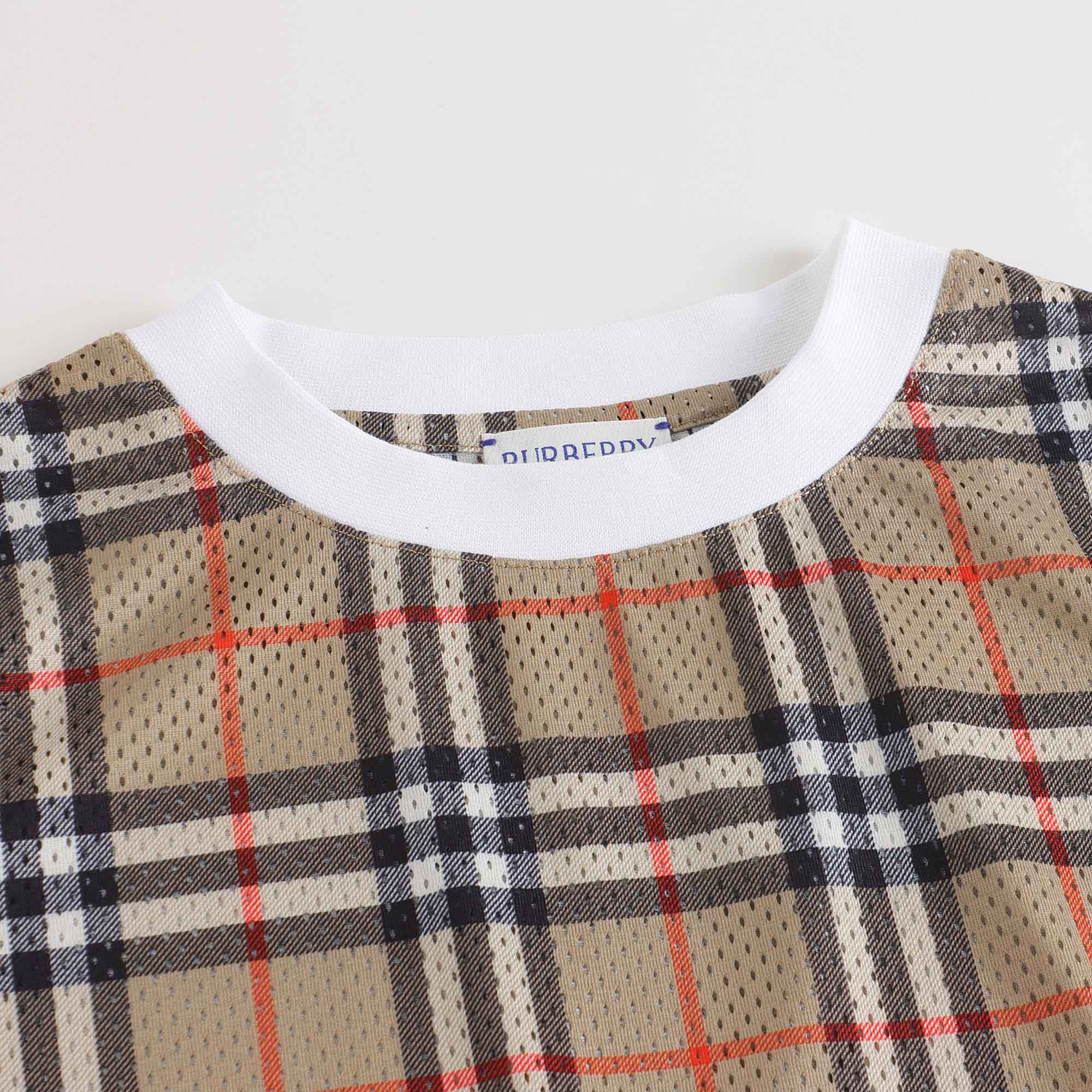 Boys Beige Check T-Shirt