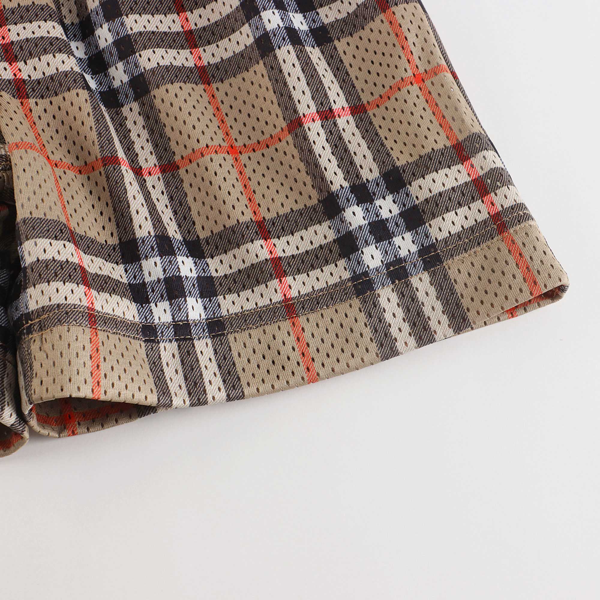 Boys Beige Check Shorts