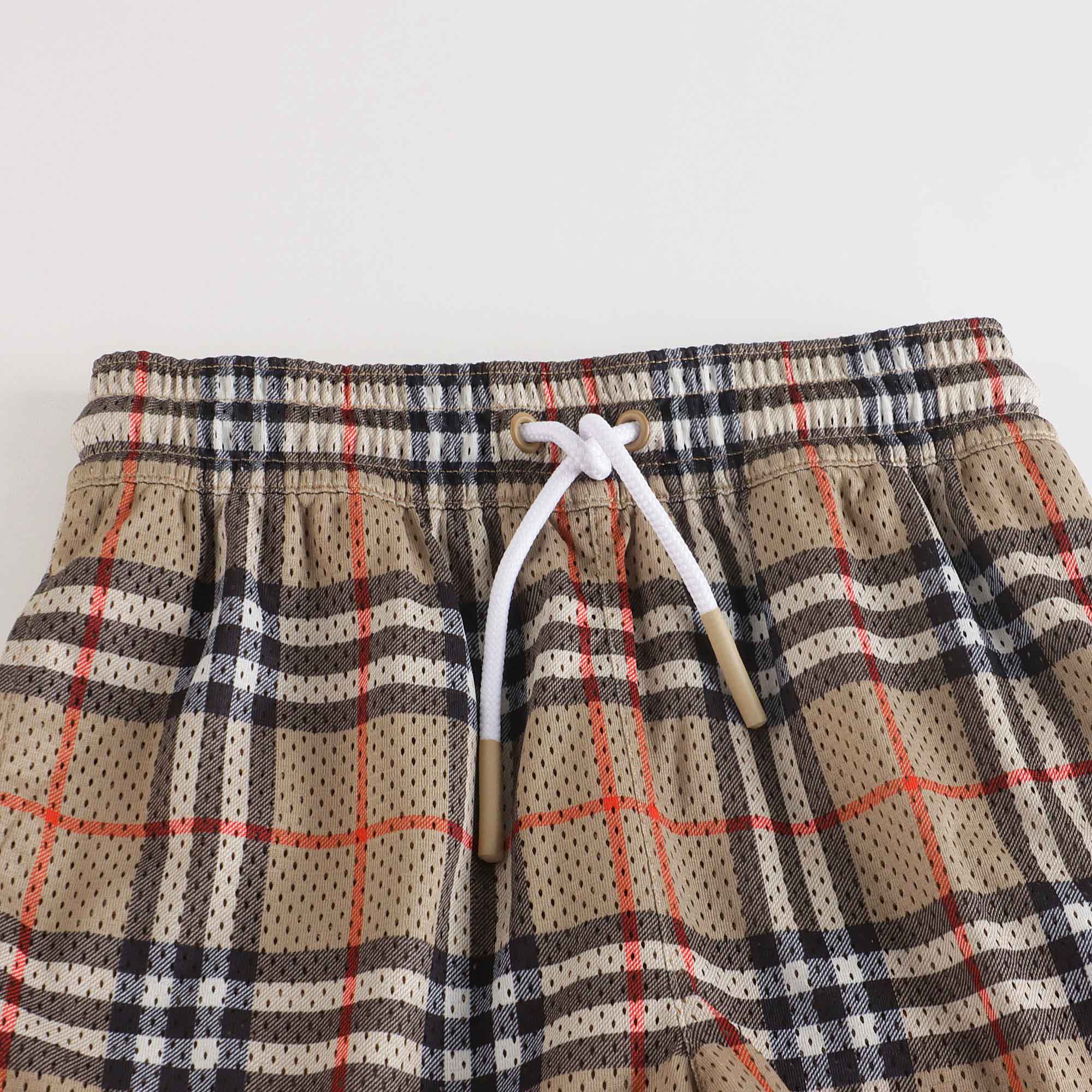 Boys Beige Check Shorts