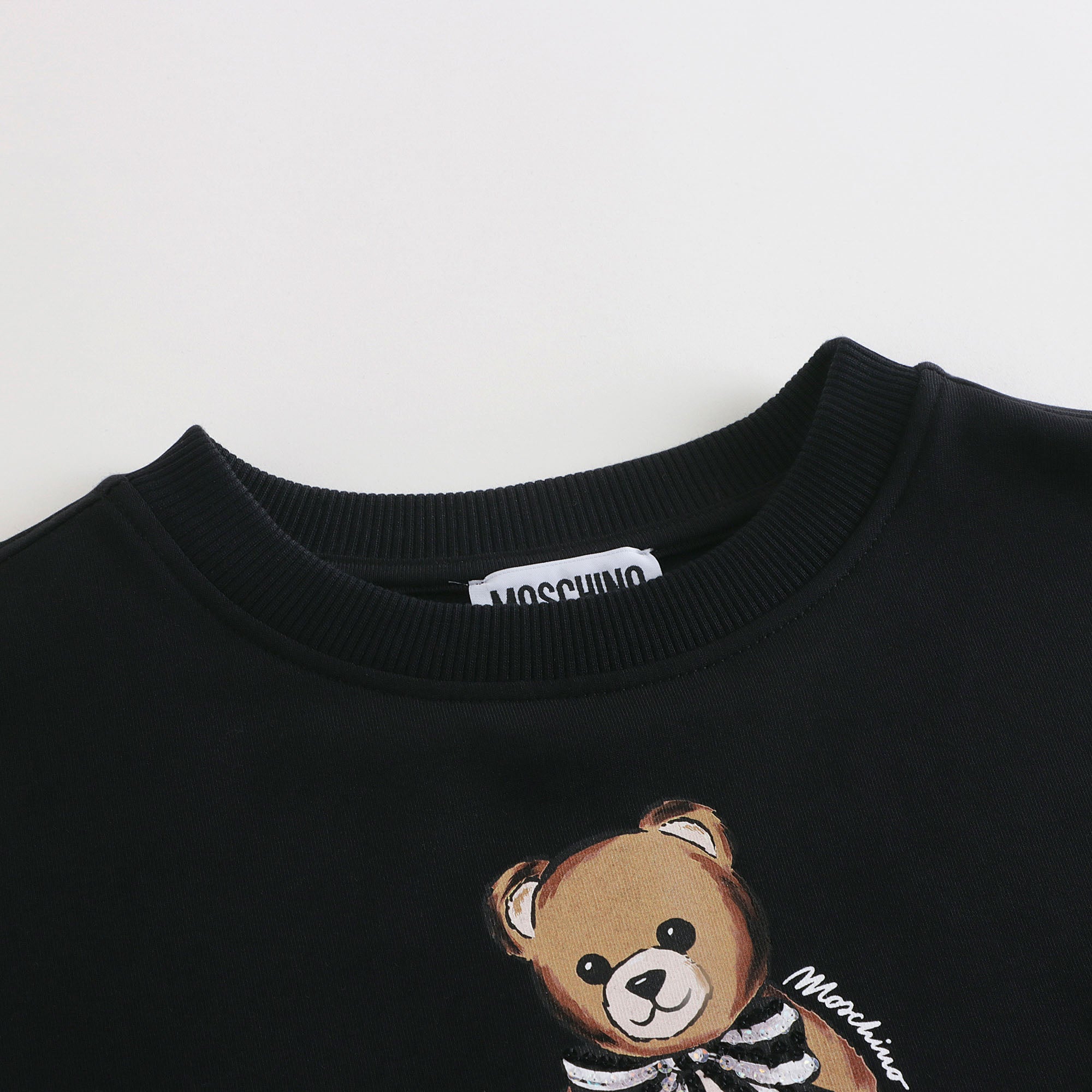 Girls Black Bear Printed Cotton Sweatshirt