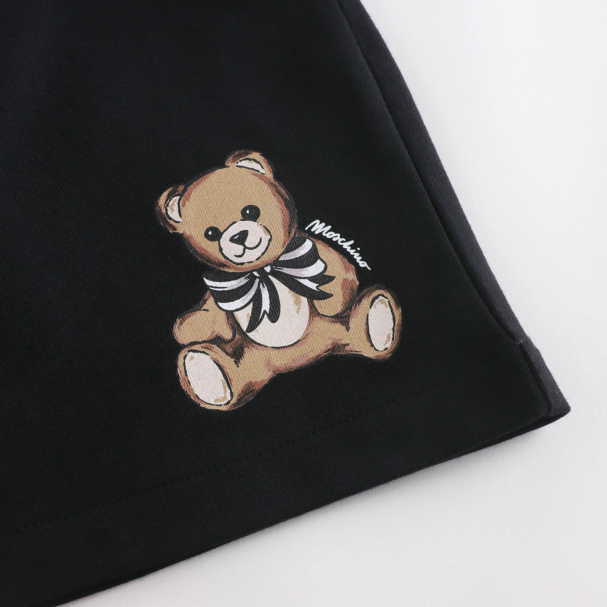 Girls Black Bear Printed Cotton Skirt