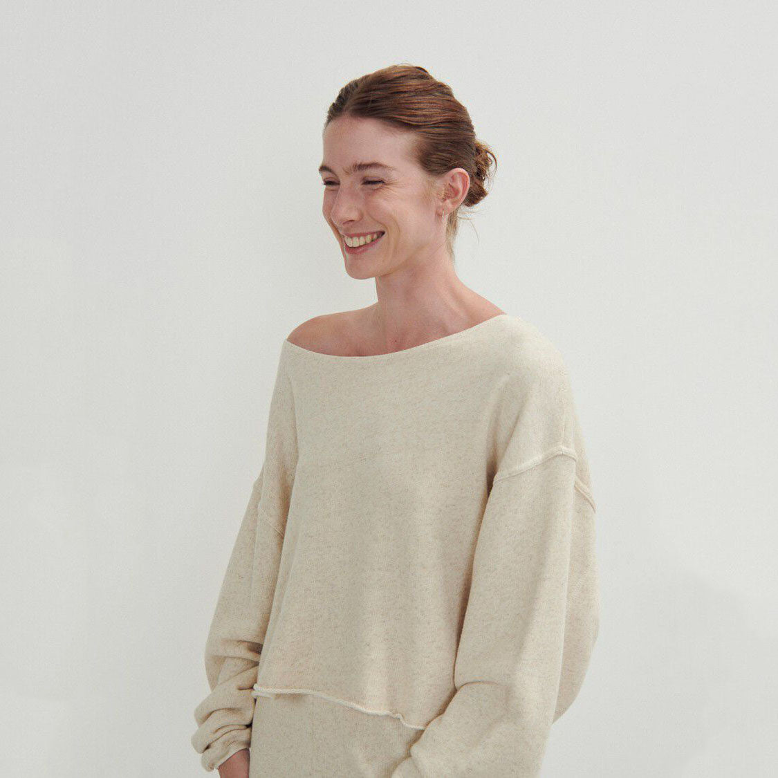Women Beige Cotton Sweater