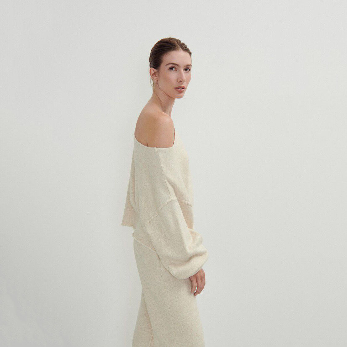 Women Beige Cotton Sweater