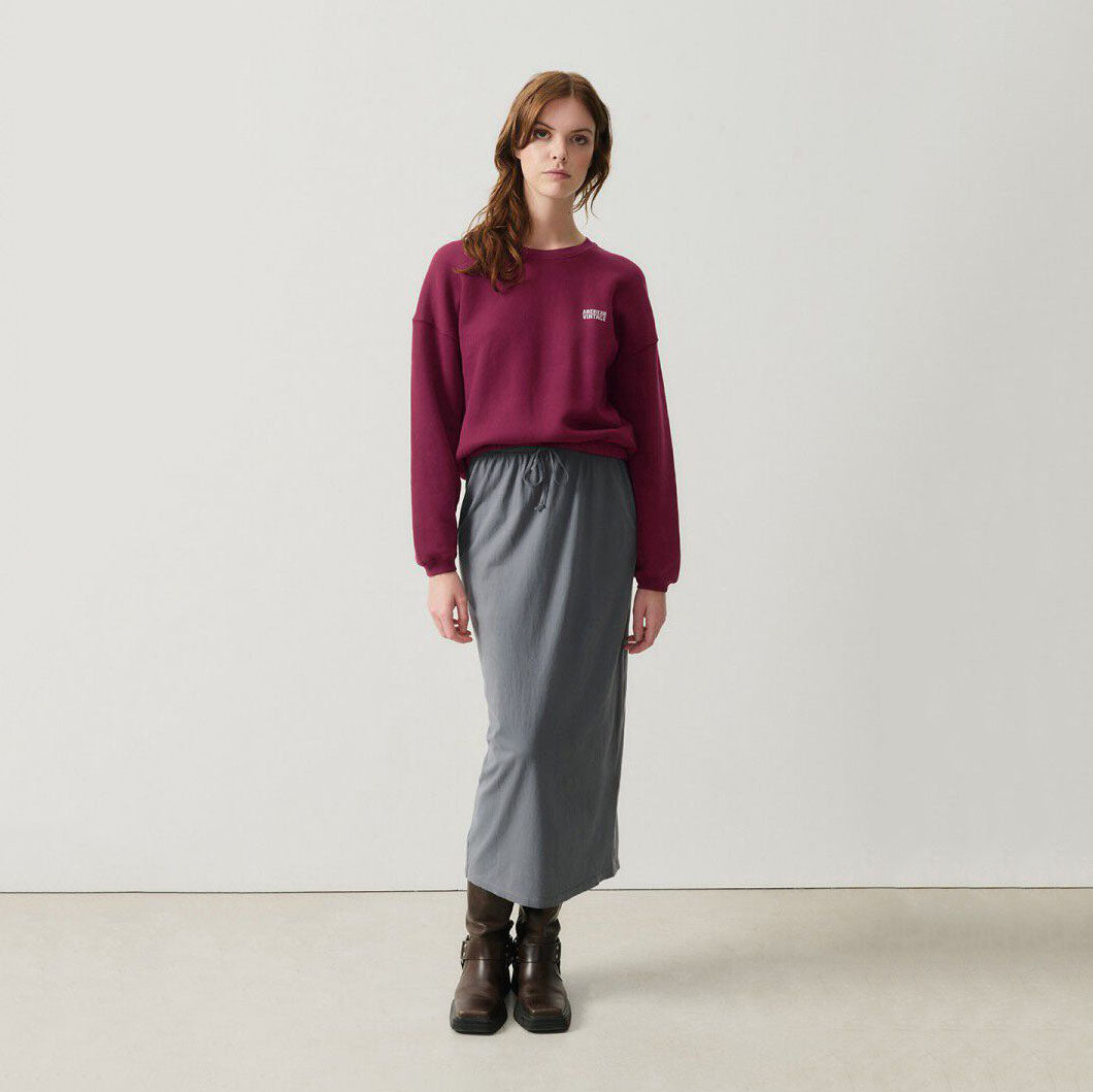 Women Wine Red Cotton Sweatshirt