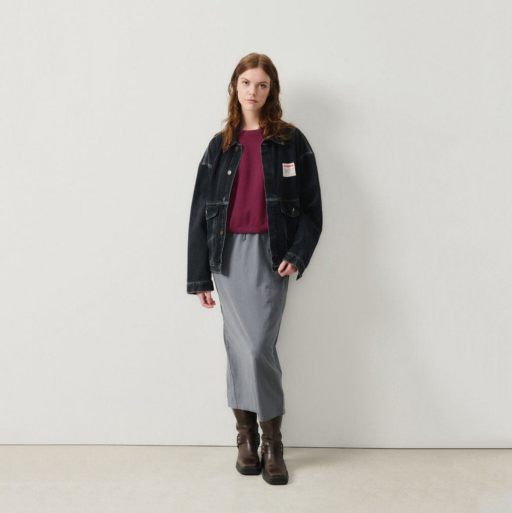 Women Wine Red Cotton Sweatshirt
