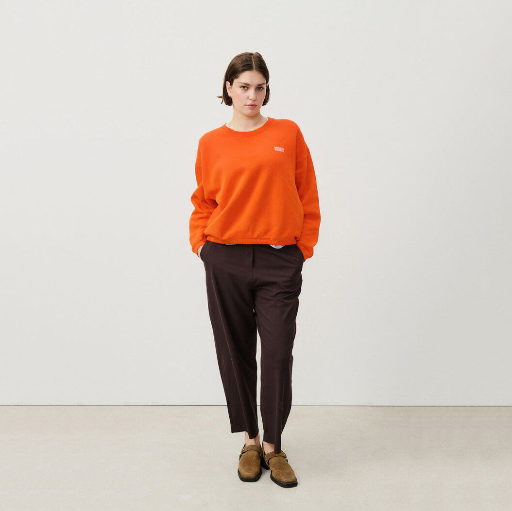 Women Orange Cotton Sweatshirt